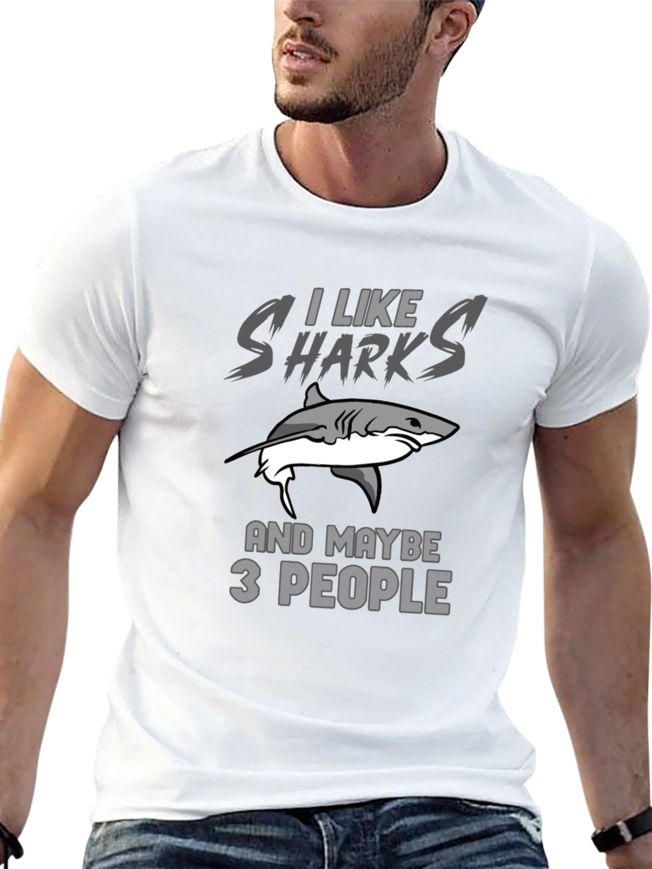 Black I Like Sharks T-Shirt - Funny Graphic Tee view 13