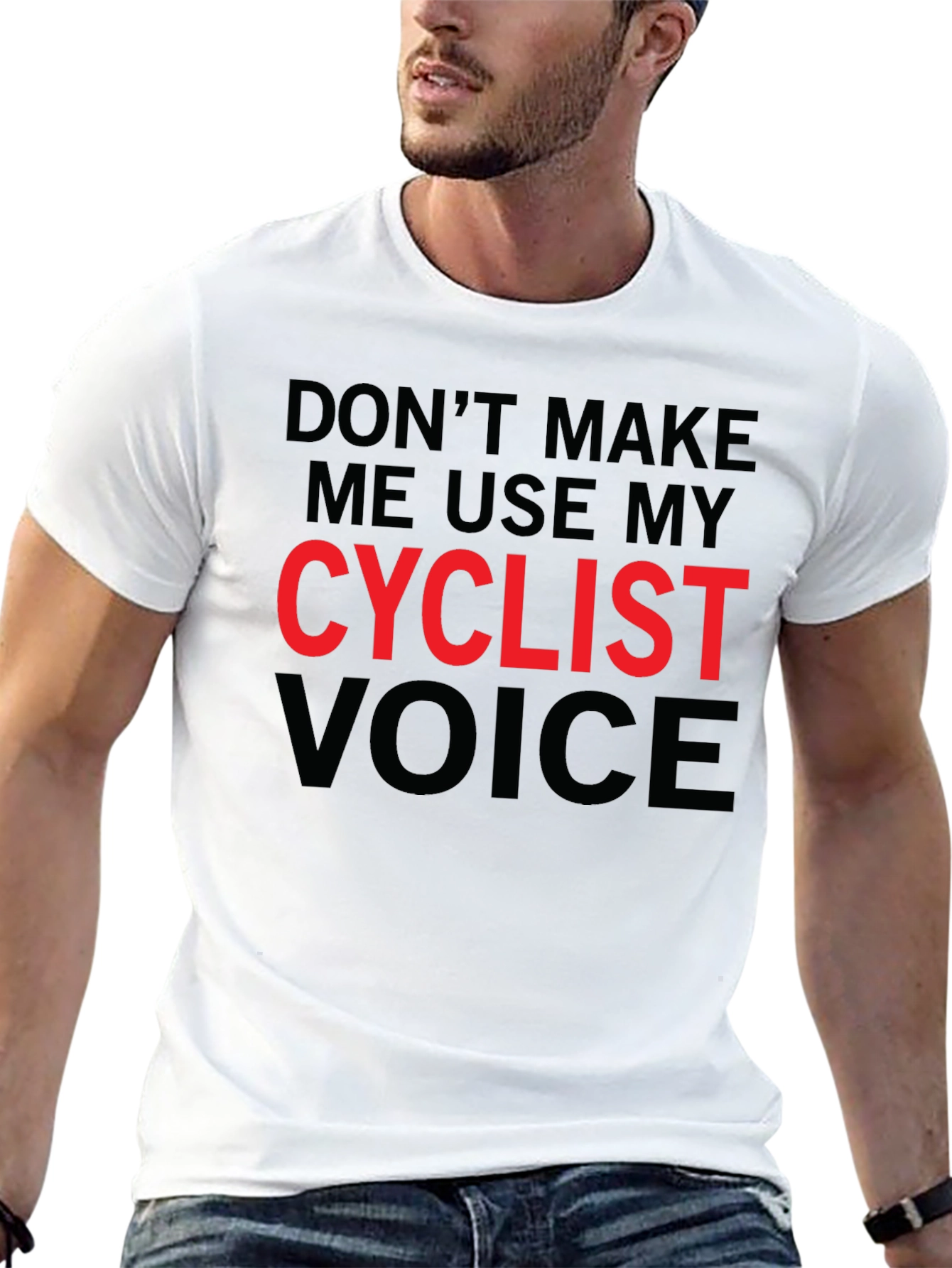 Black Cyclist Voice Graphic T-Shirt - Funny Biker Tee view 13