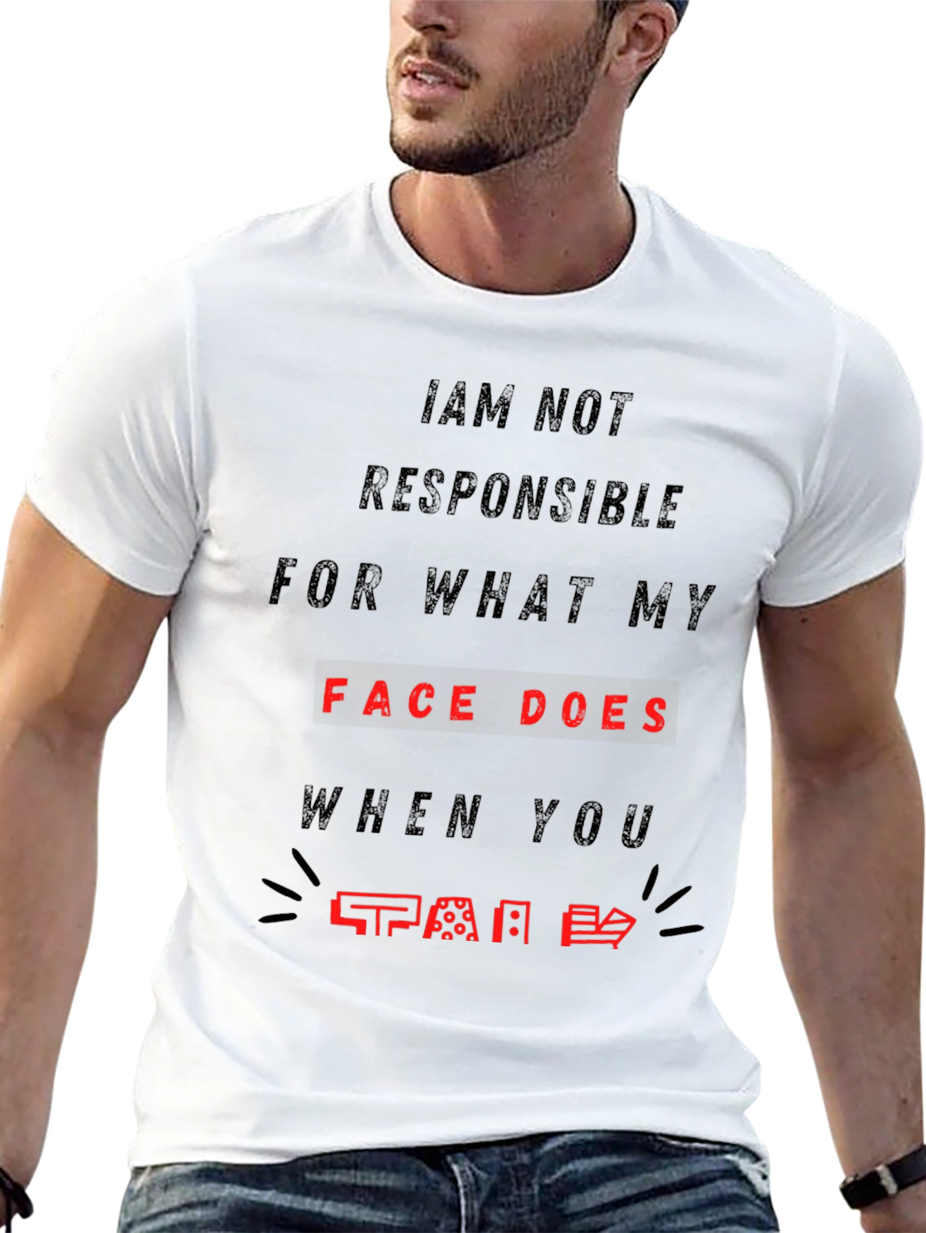 Black Funny Face T-Shirt - Not Responsible Sarcastic Tee view 13