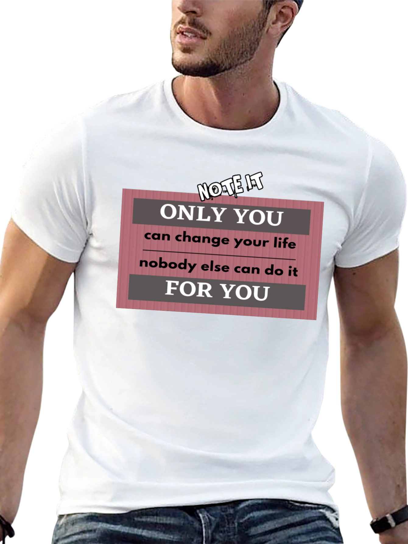 Black Motivational T-Shirt: Only You Can Change Your Life view 13