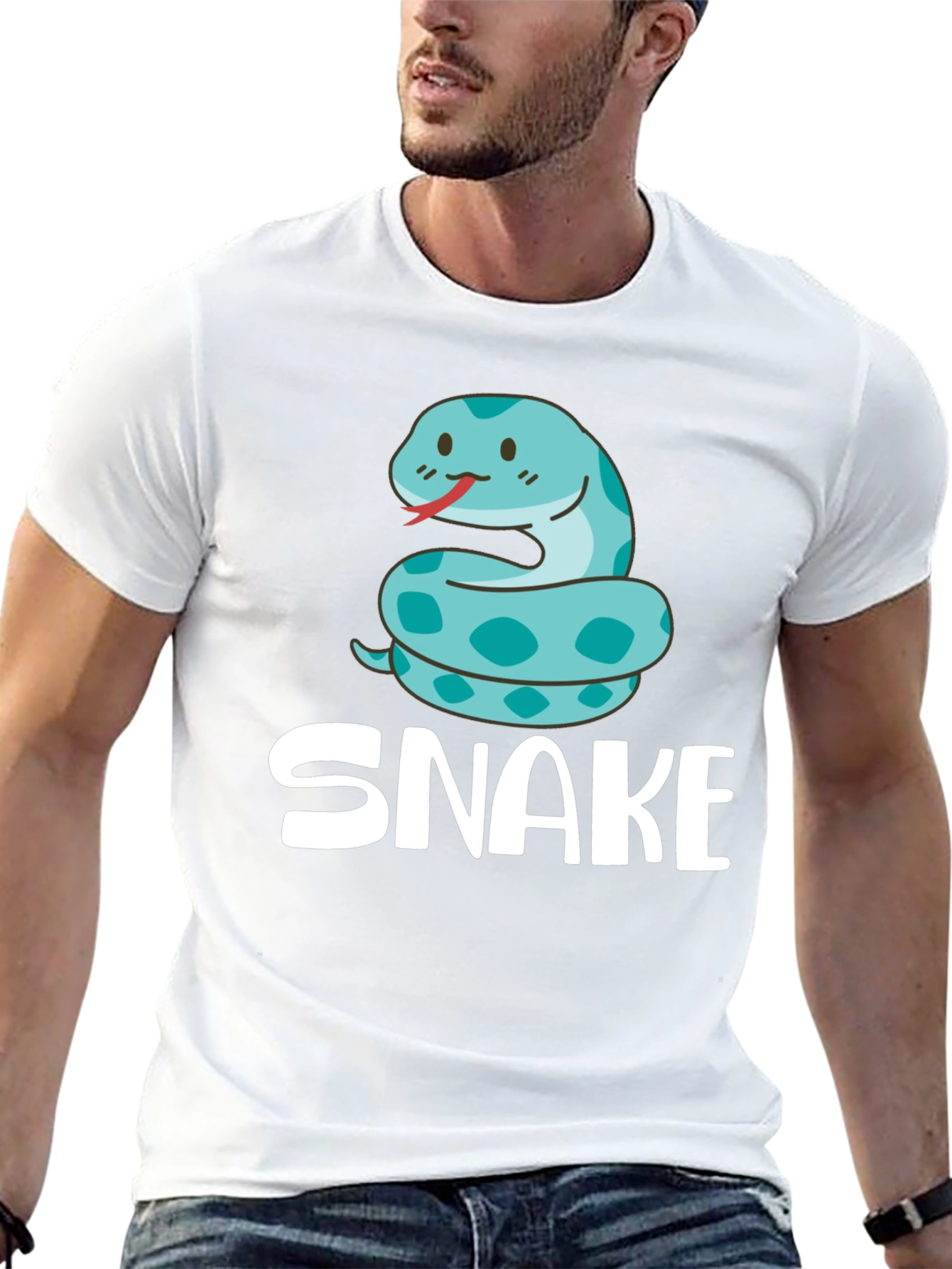 Black Cute Cartoon Snake T-Shirt - Black view 13