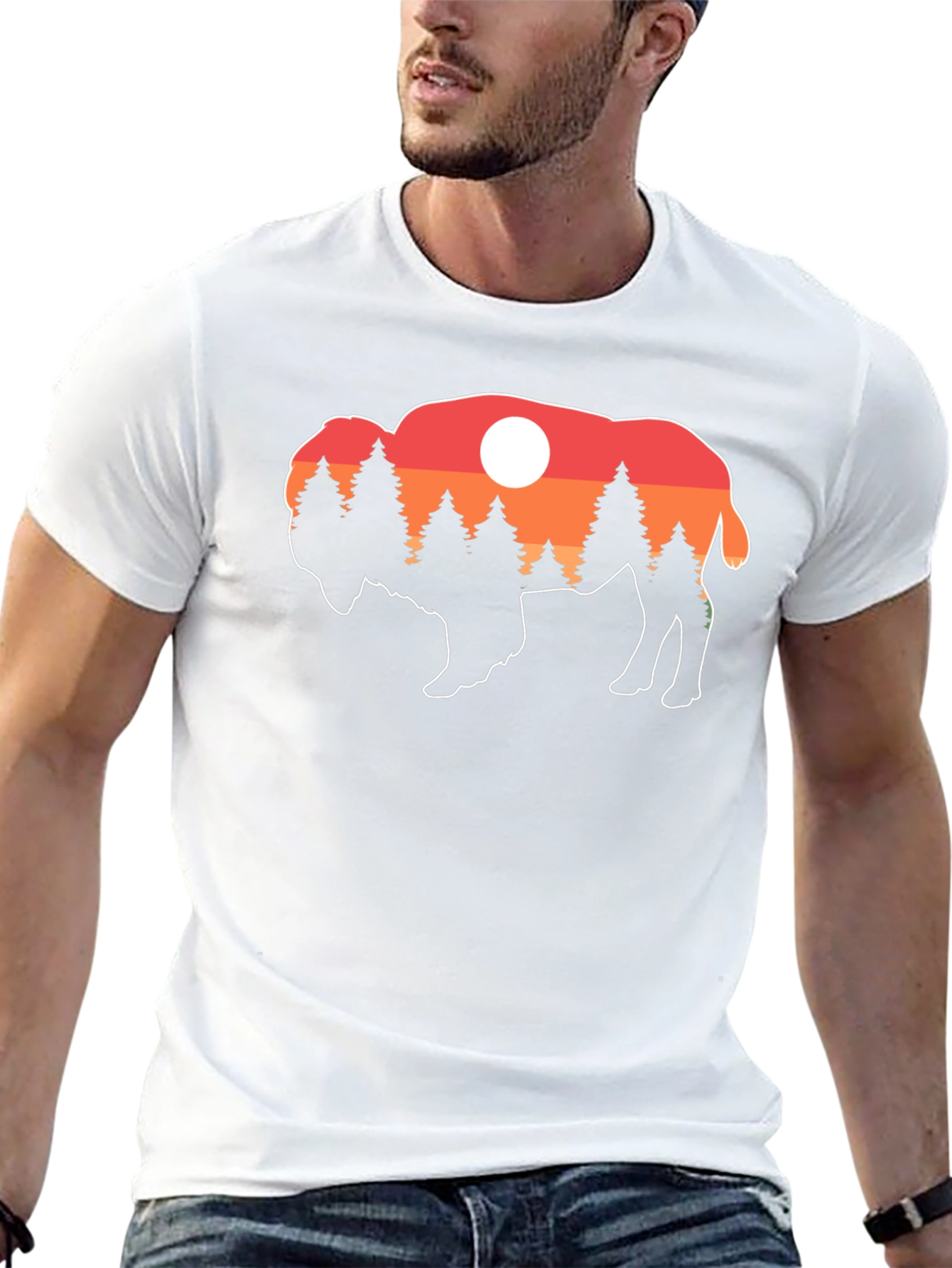 Black Buffalo Sunset T-Shirt - Nature Inspired Graphic Tee view 13