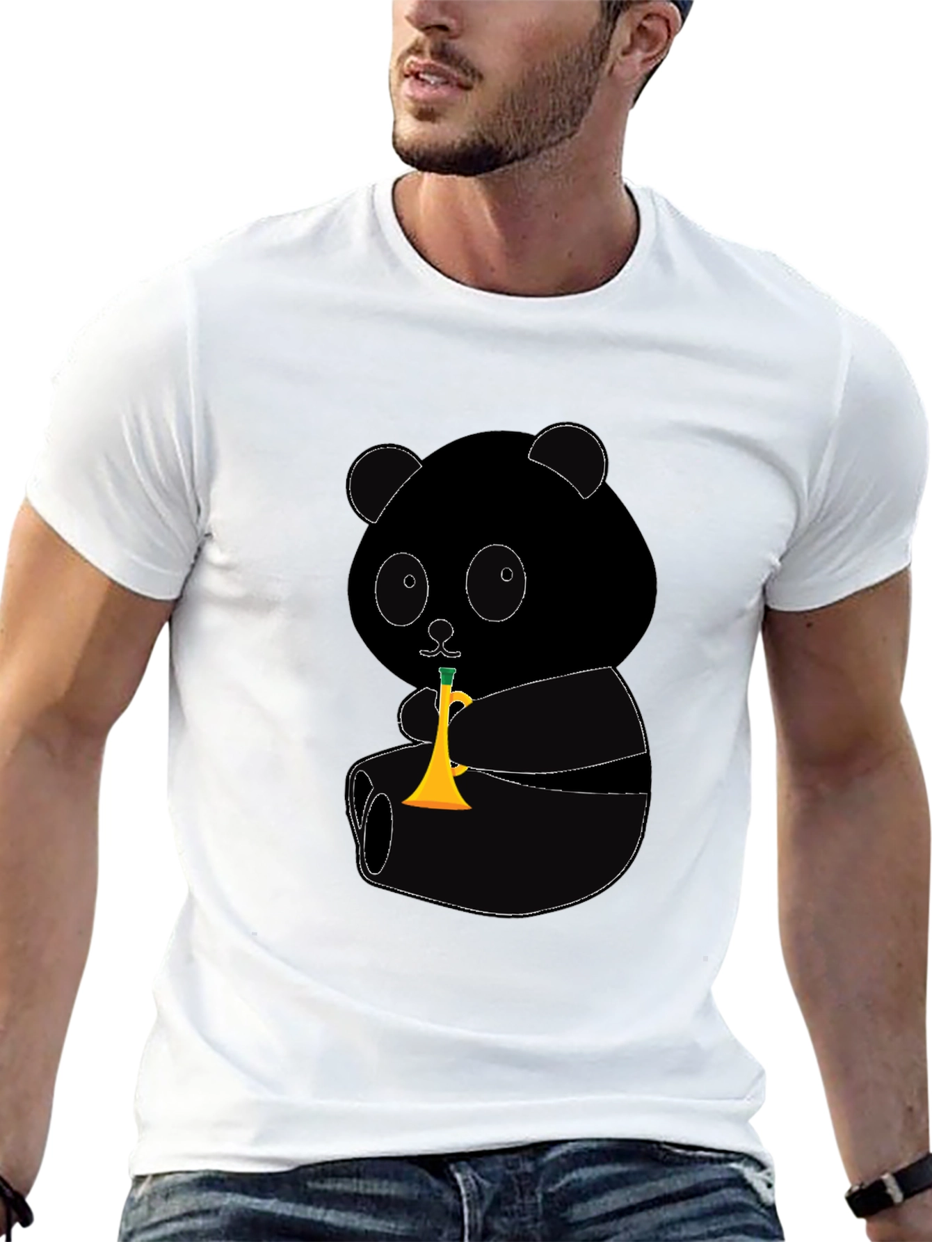 Black Panda Trumpet Graphic T-Shirt view 13
