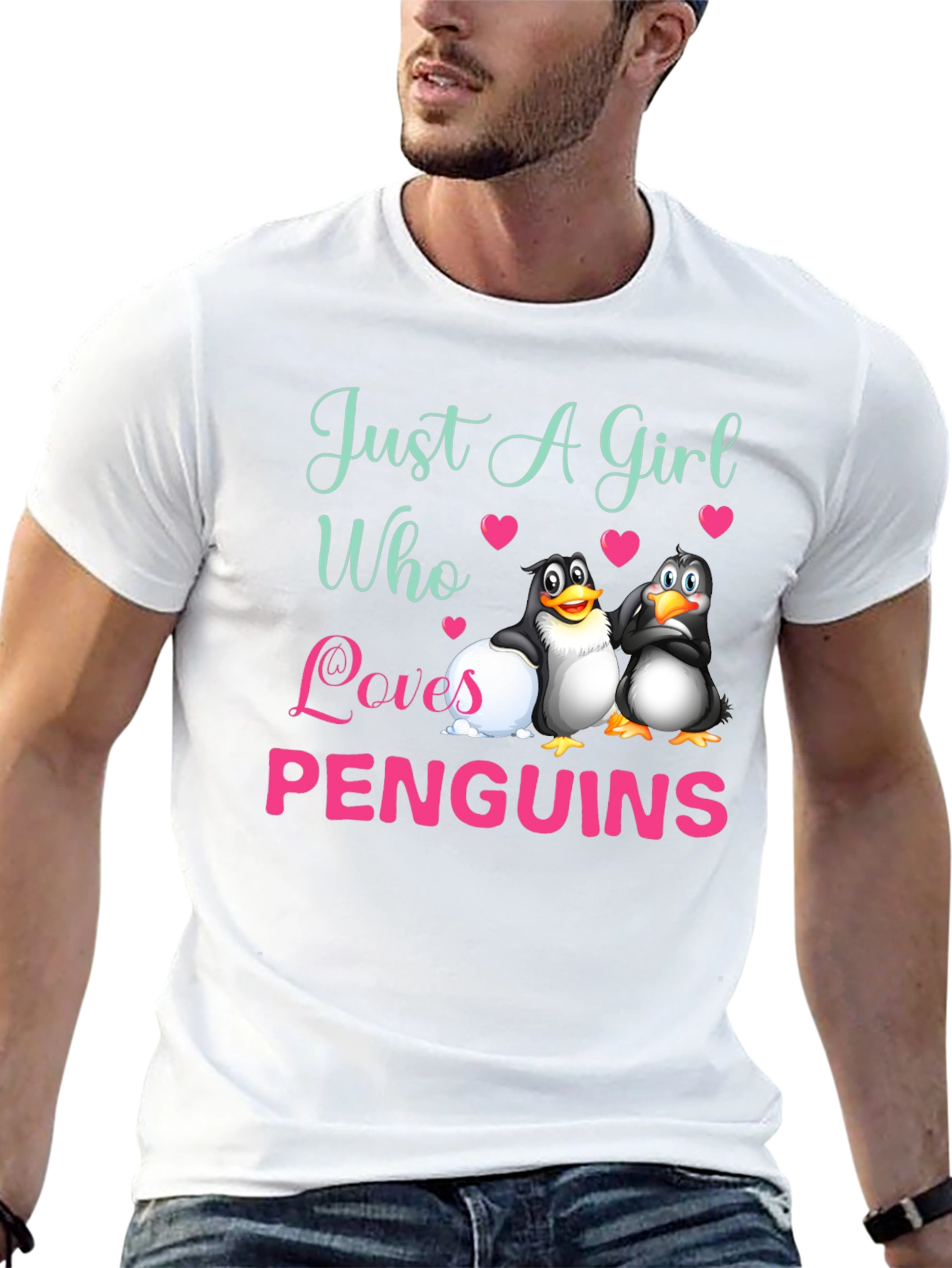 Black Just A Girl Who Loves Penguins T-Shirt view 13
