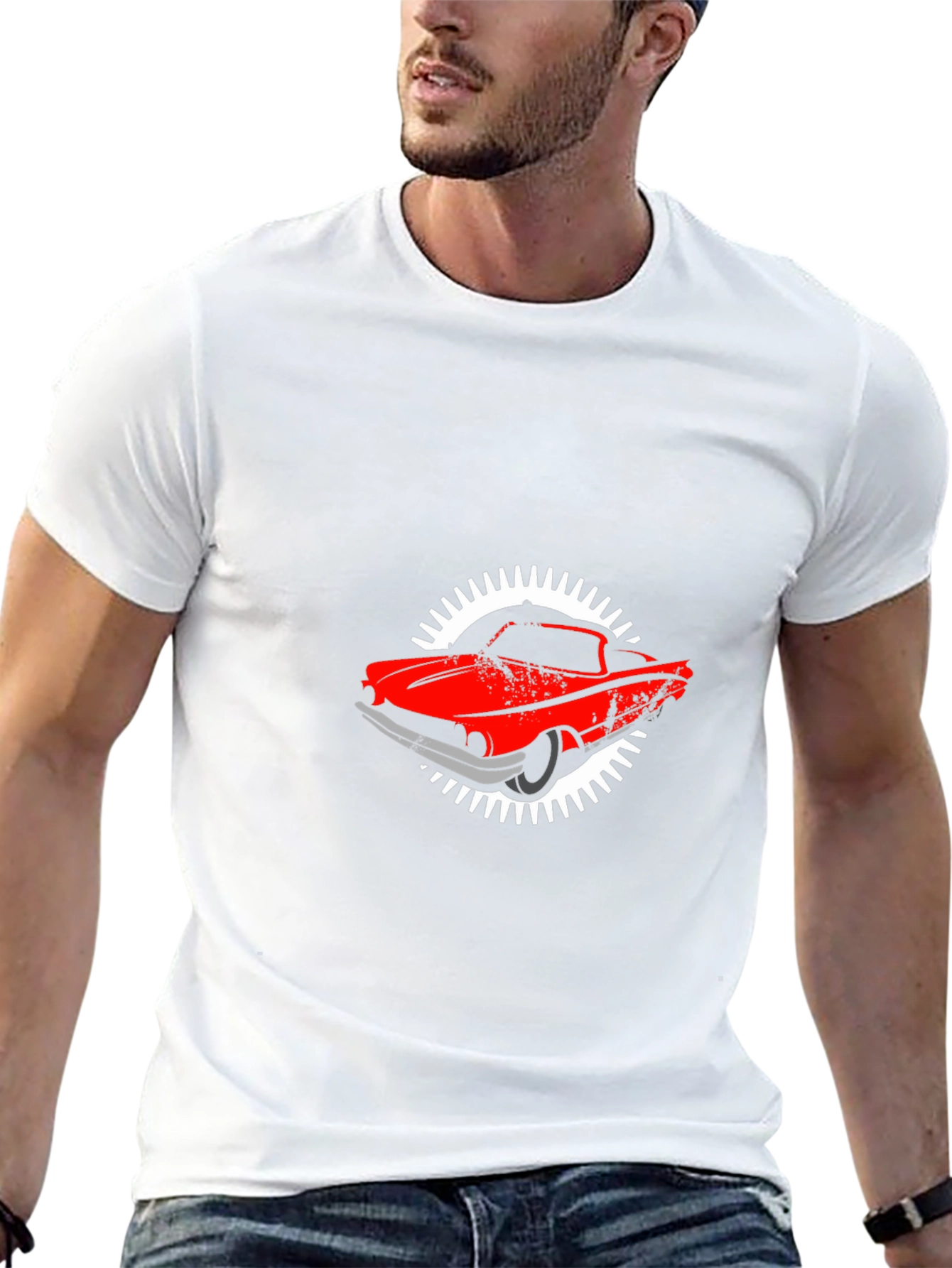 Retro Car Graphic Black T-Shirt - 13