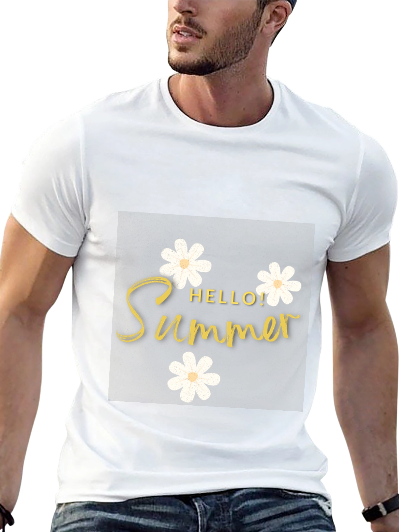 Black Hello Summer Black T-Shirt with Floral Design view 13