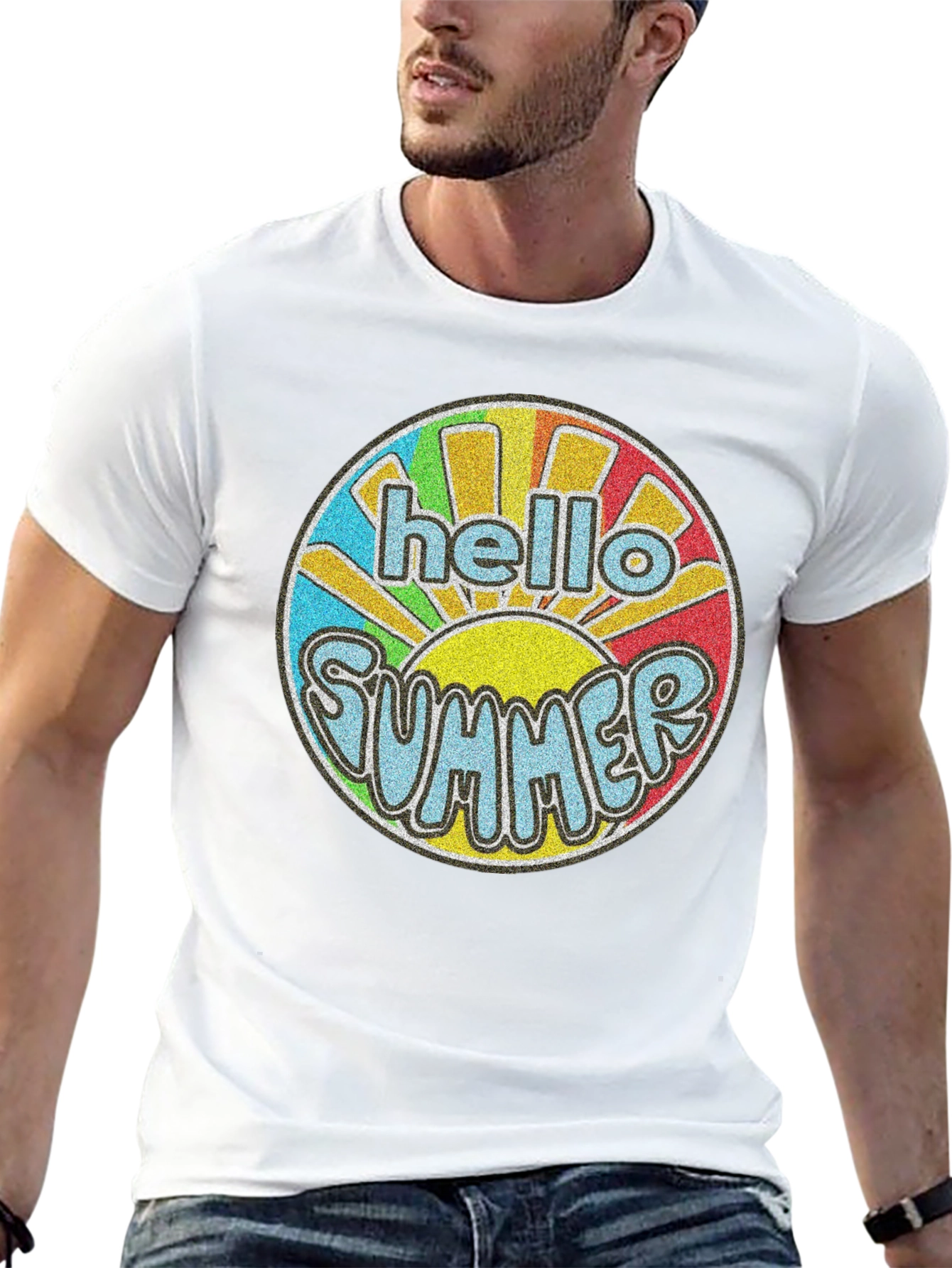 Black Hello Summer Retro Graphic T-Shirt view 13