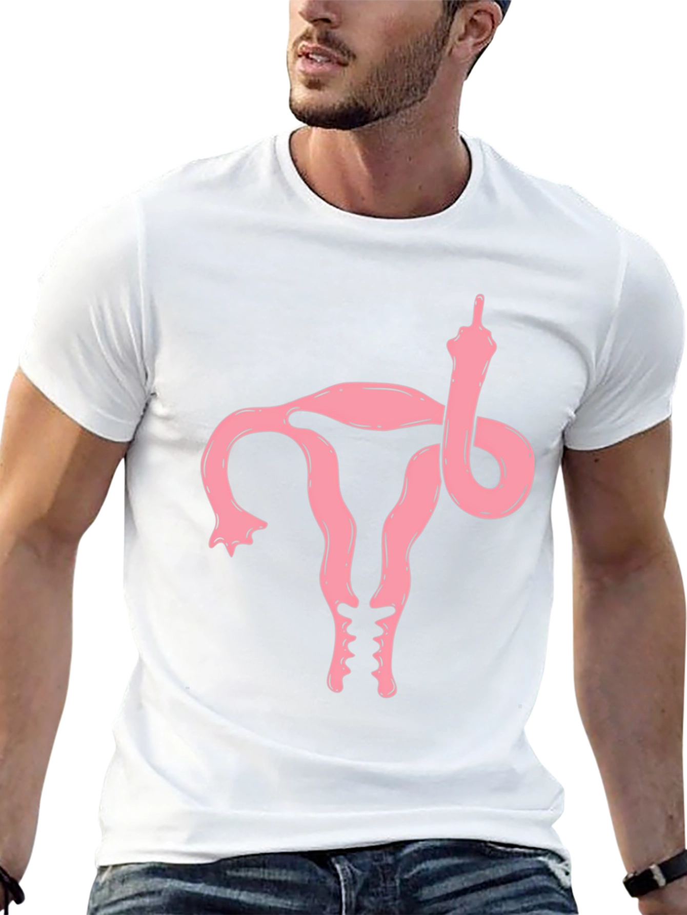 Black Uterus Middle Finger Graphic T-Shirt - Protest Tee view 13