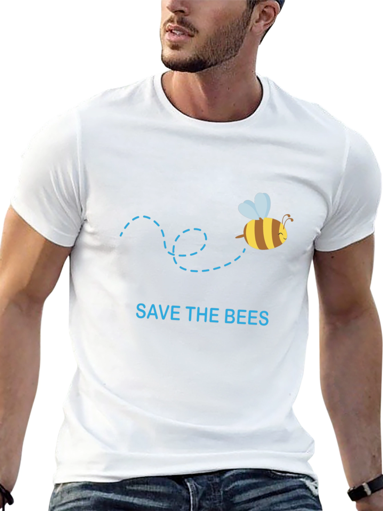 Black Save the Bees Graphic Tee - Black Cotton T-Shirt view 13