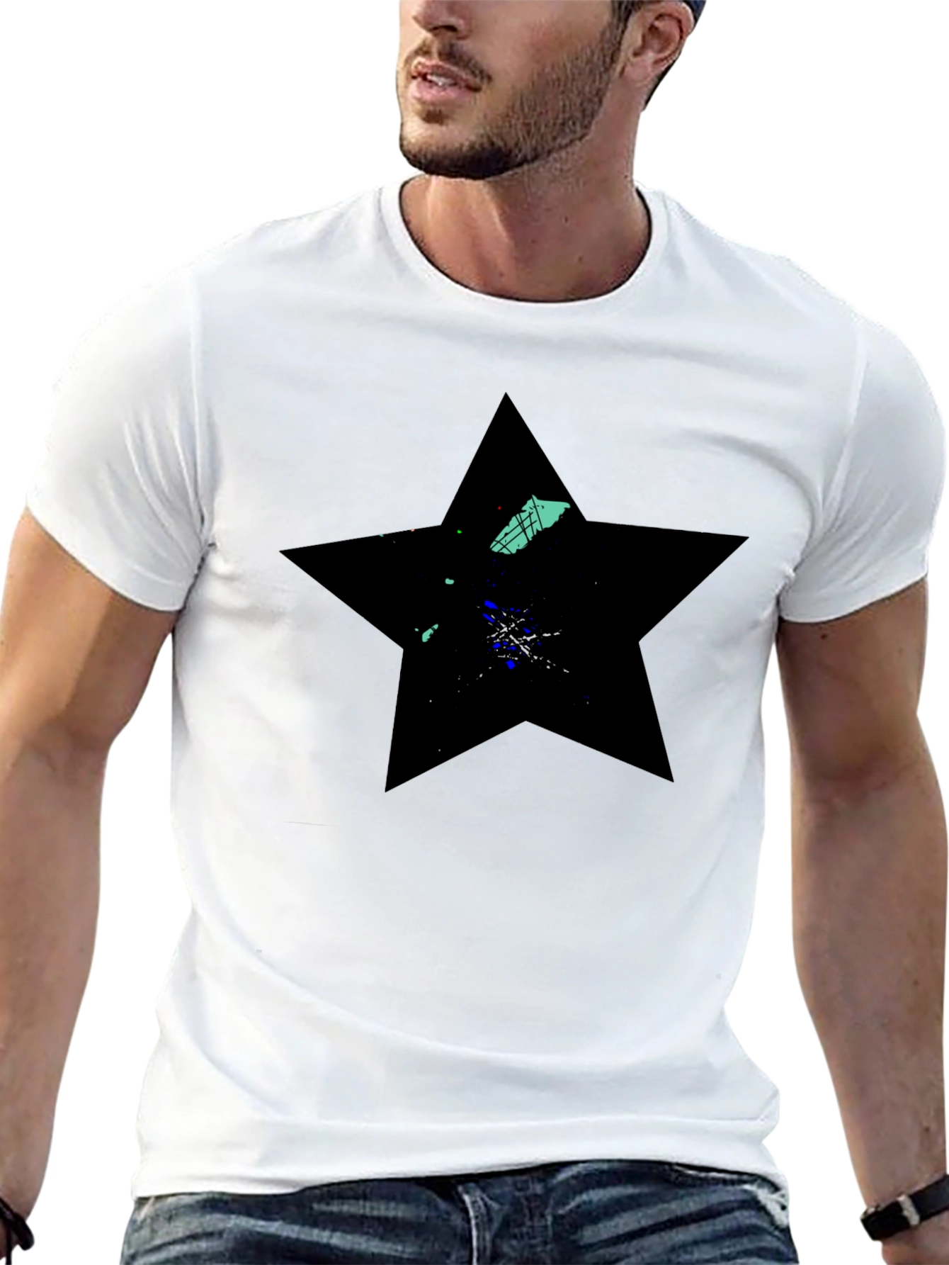 Black Black Star Graphic Tee - Modern Casual Wear view 13