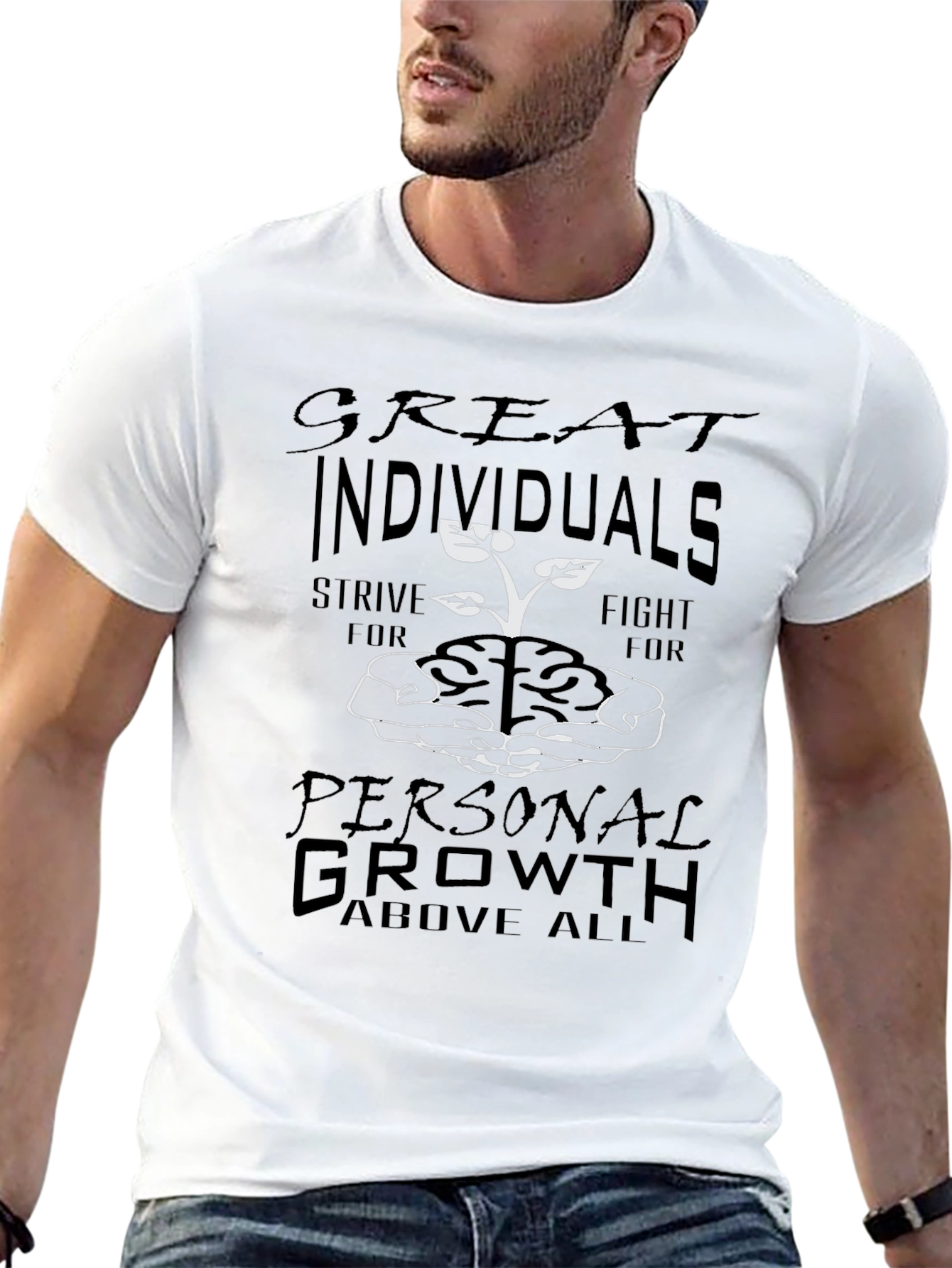 Black Growth Mindset T-Shirt - Great Individuals Design view 13