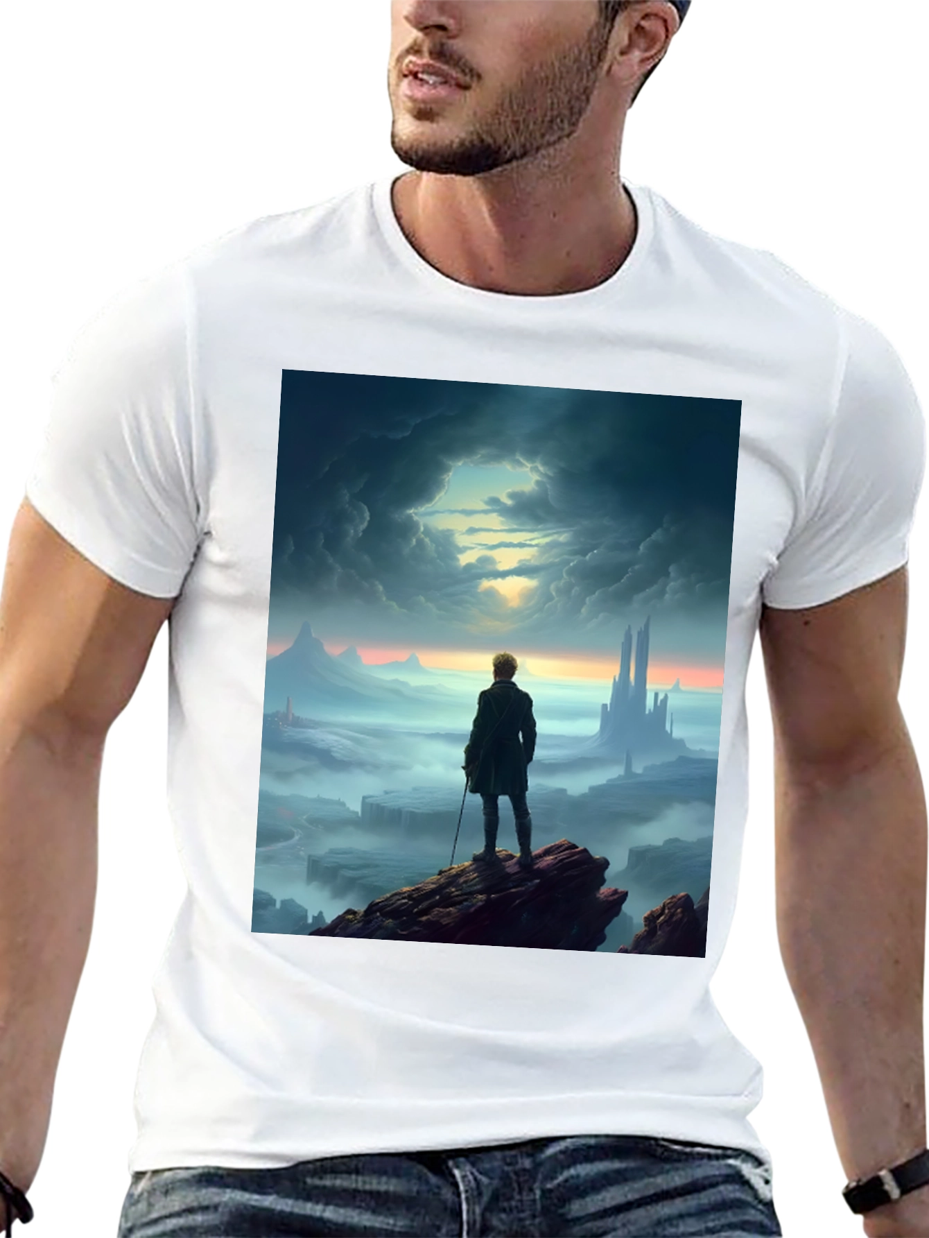 Black Epic Landscape Graphic Tee - Black Cotton Blend view 13