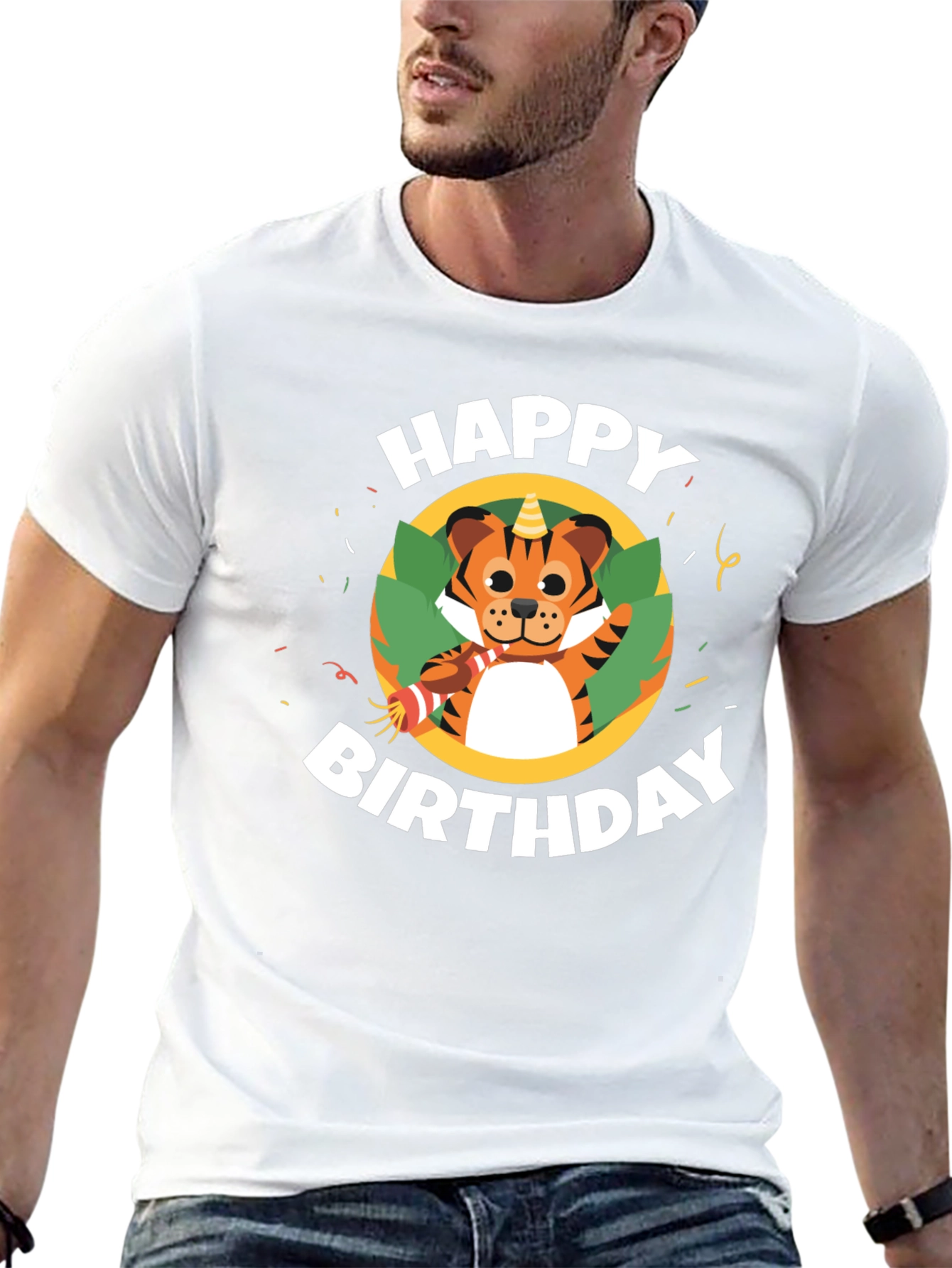 Black Happy Birthday Tiger Graphic T-Shirt view 13
