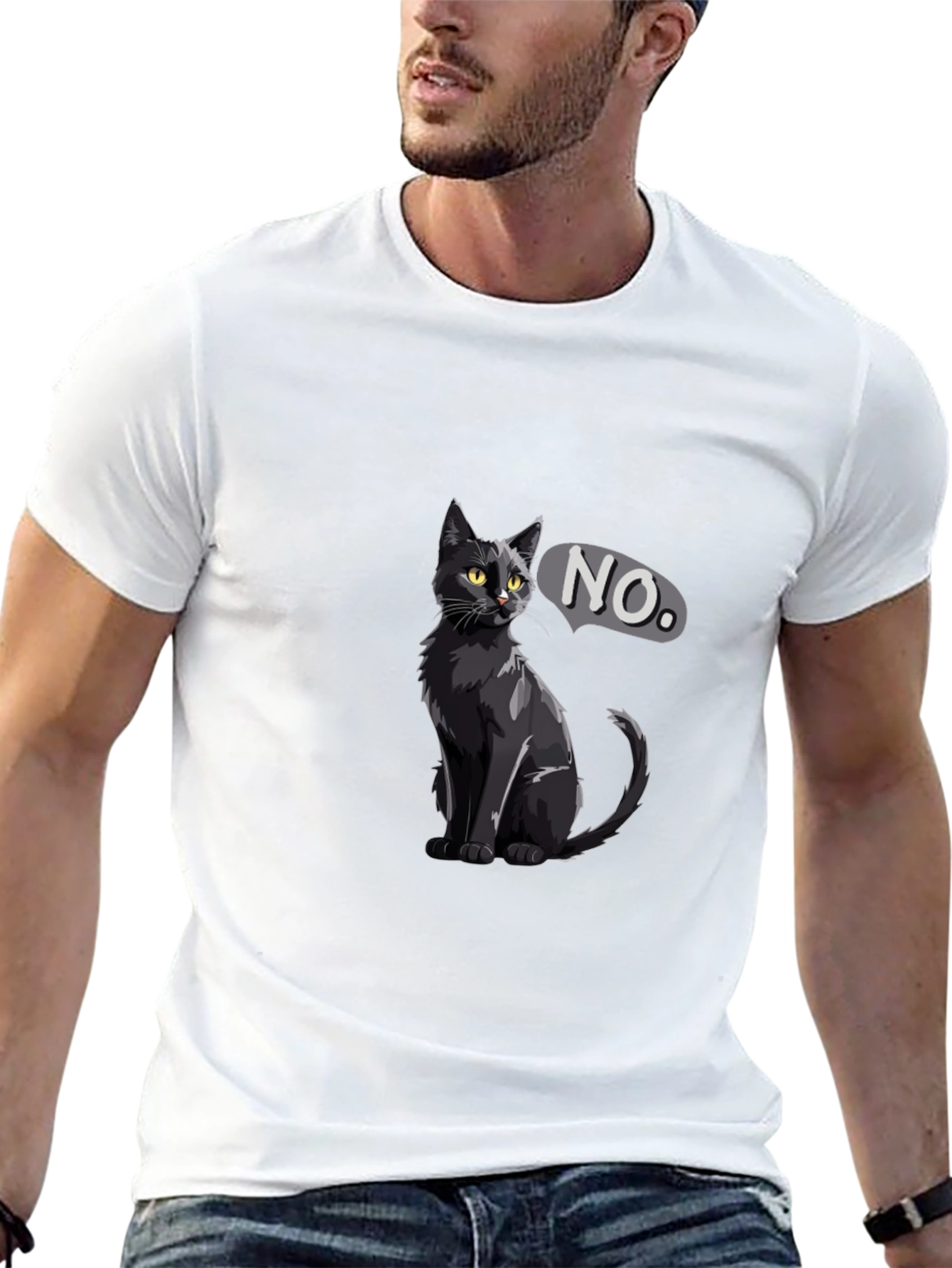 Black Black Cat NO T-Shirt - Sarcastic Graphic Tee view 13