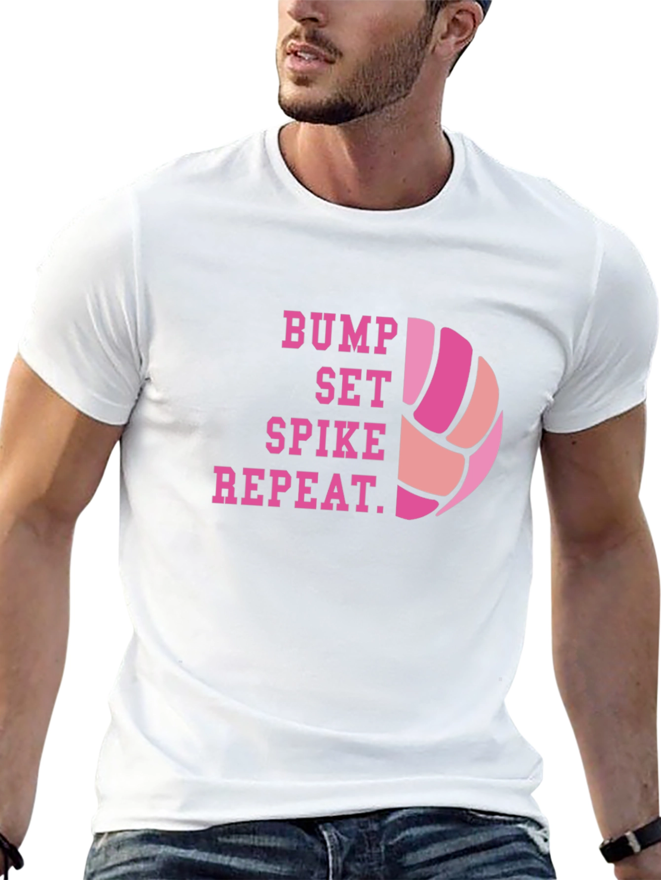 Black Volleyball Bump Set Spike Repeat Graphic Tee view 13