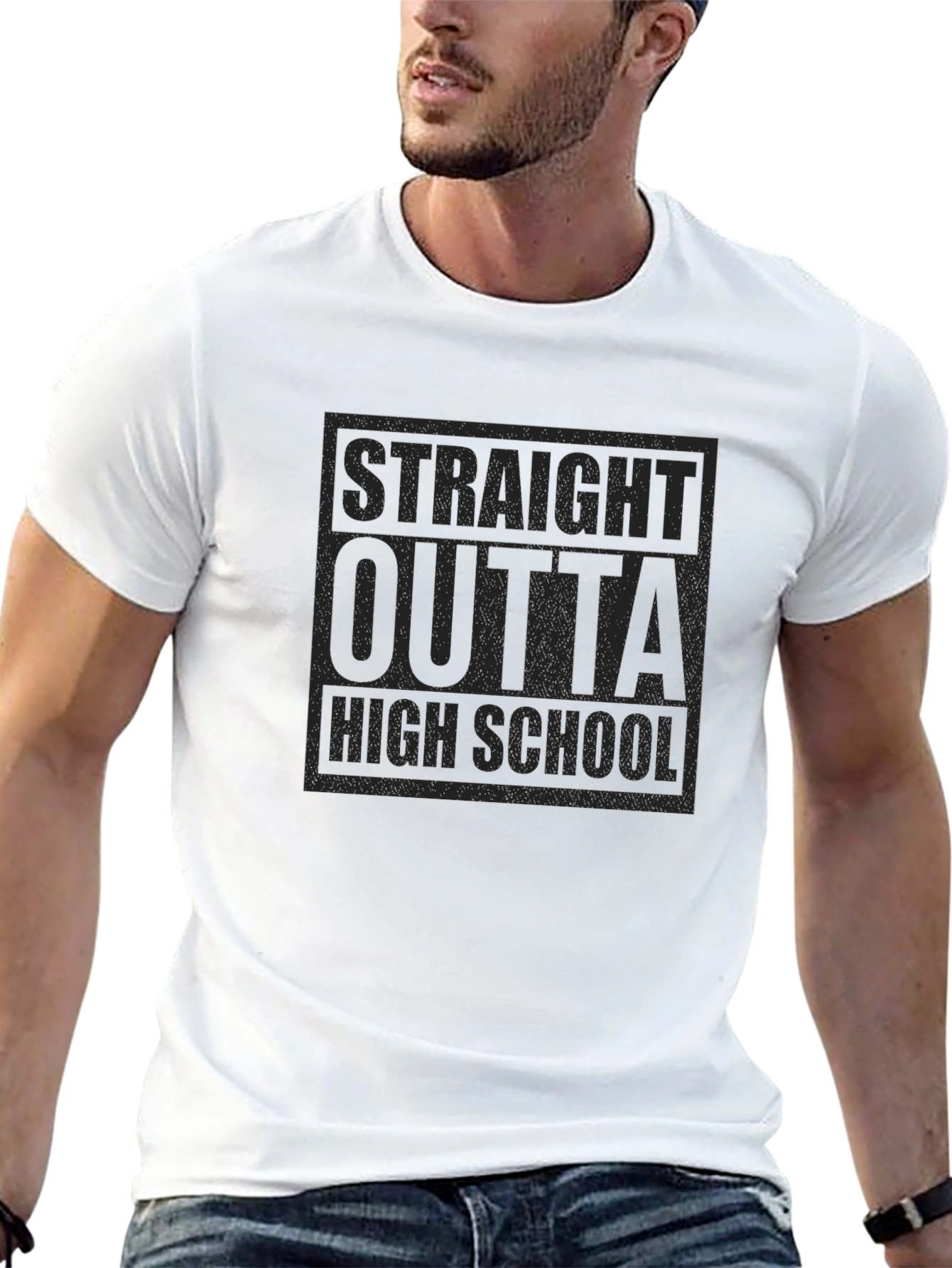 Black Straight Outta High School T-Shirt view 13