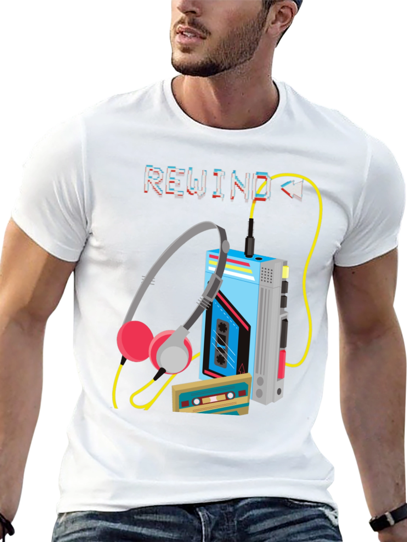 Black Rewind Cassette Player Graphic T-Shirt view 13