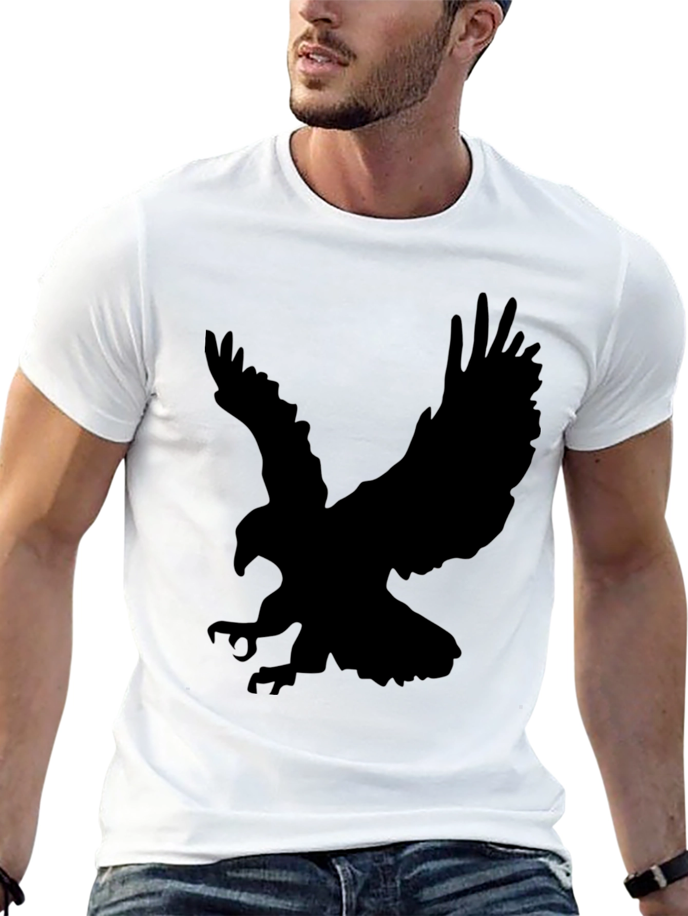 Black Eagle Silhouette Black T-Shirt view 13