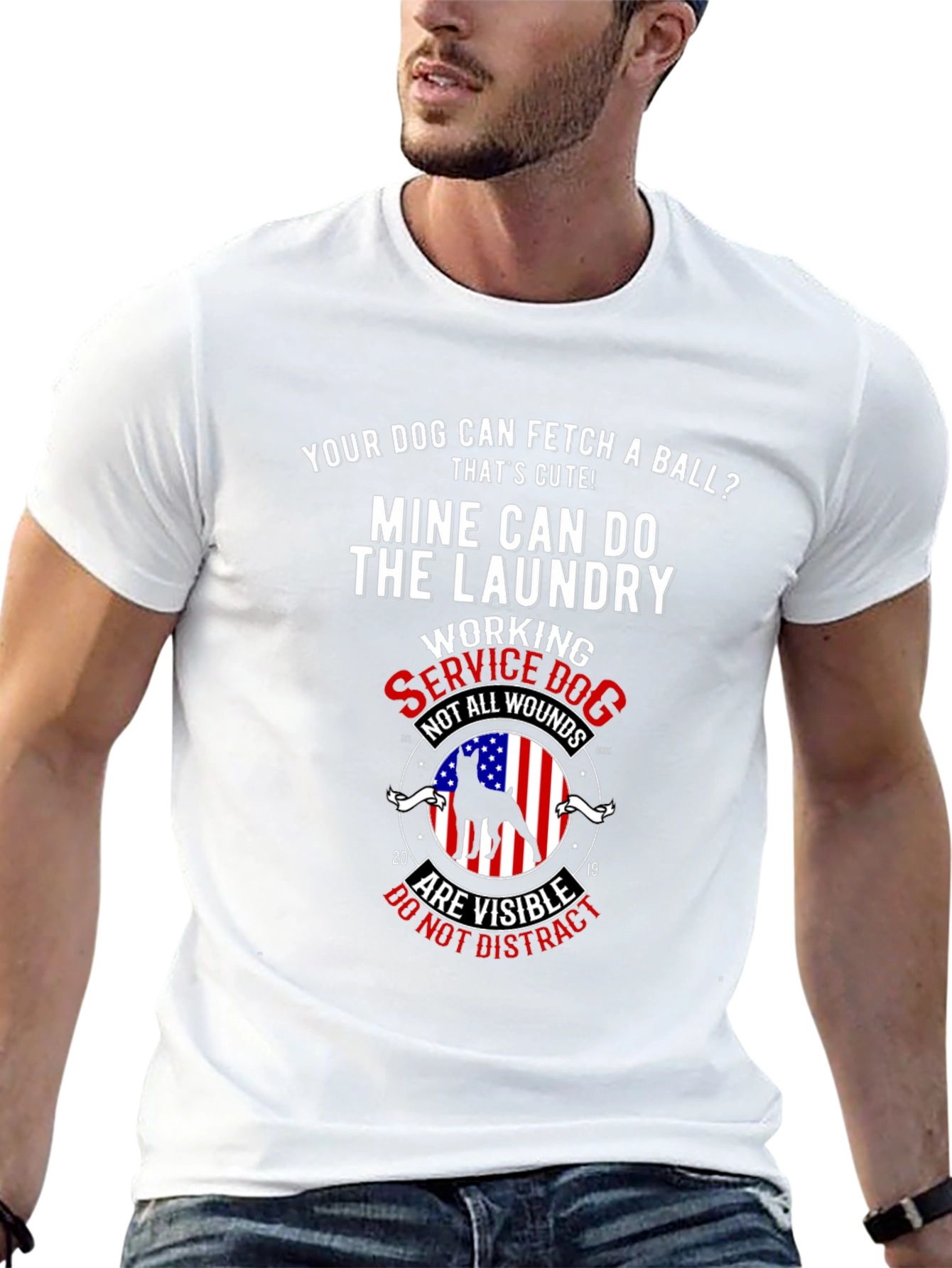 Black Service Dog Laundry T-Shirt - Veteran Support view 13