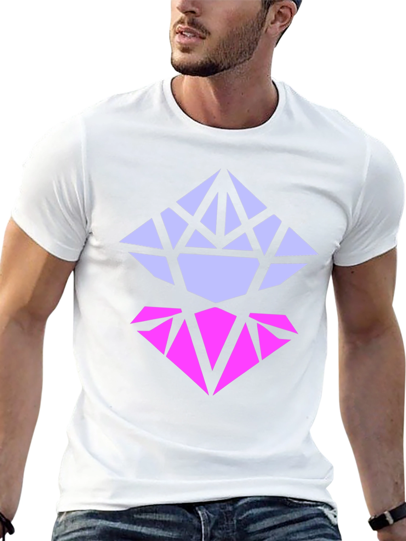 Black Geometric Diamond Graphic Tee - Modern Style view 13