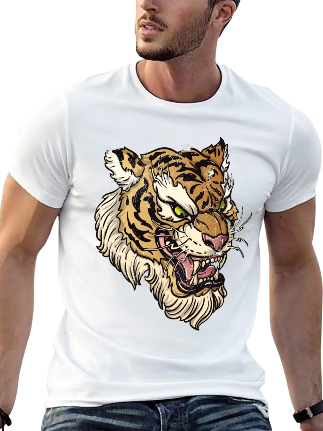 Black Tiger Graphic Print Black T-Shirt view 13