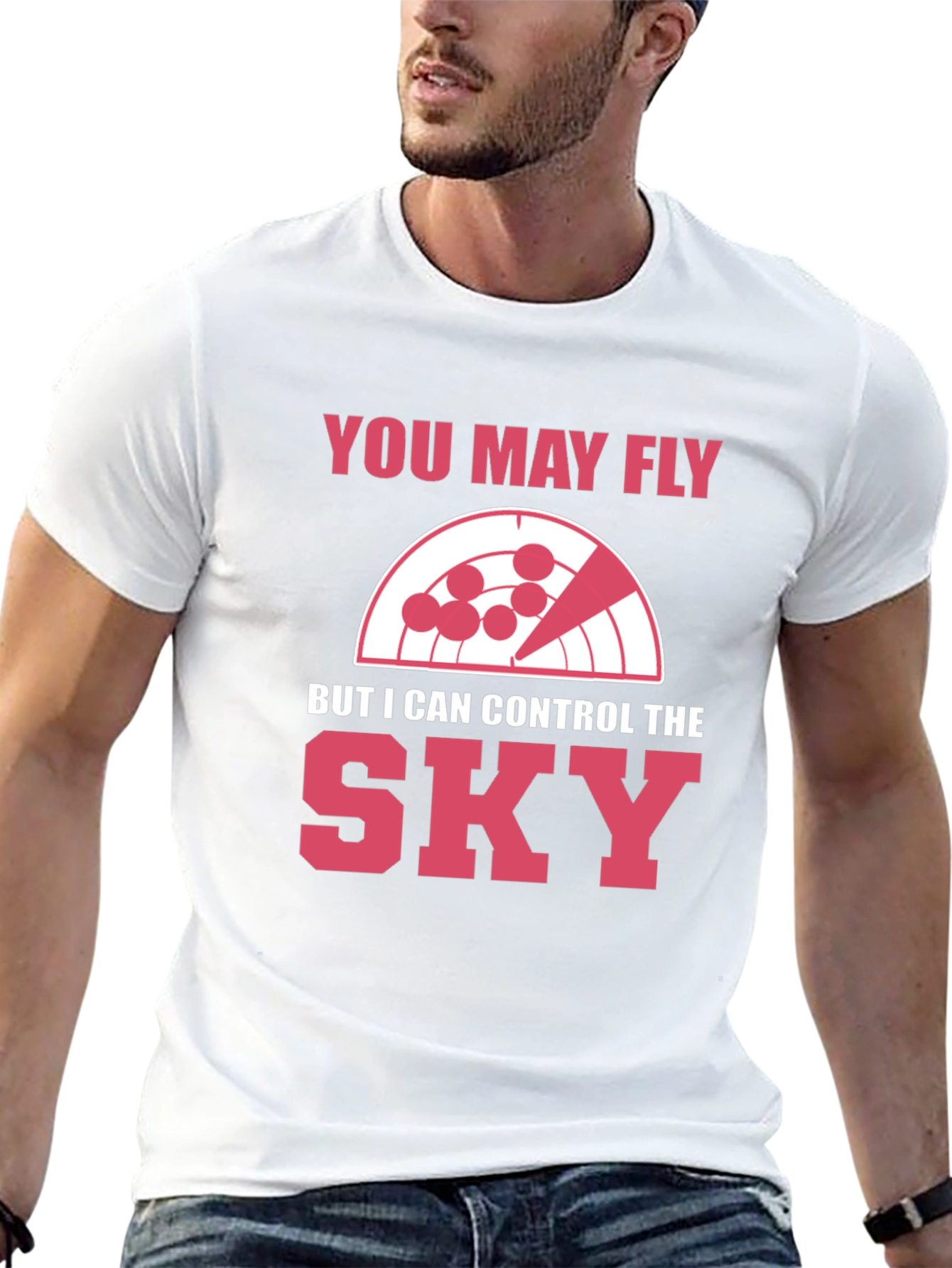 Black Control the Sky T-Shirt - Radar Design view 13