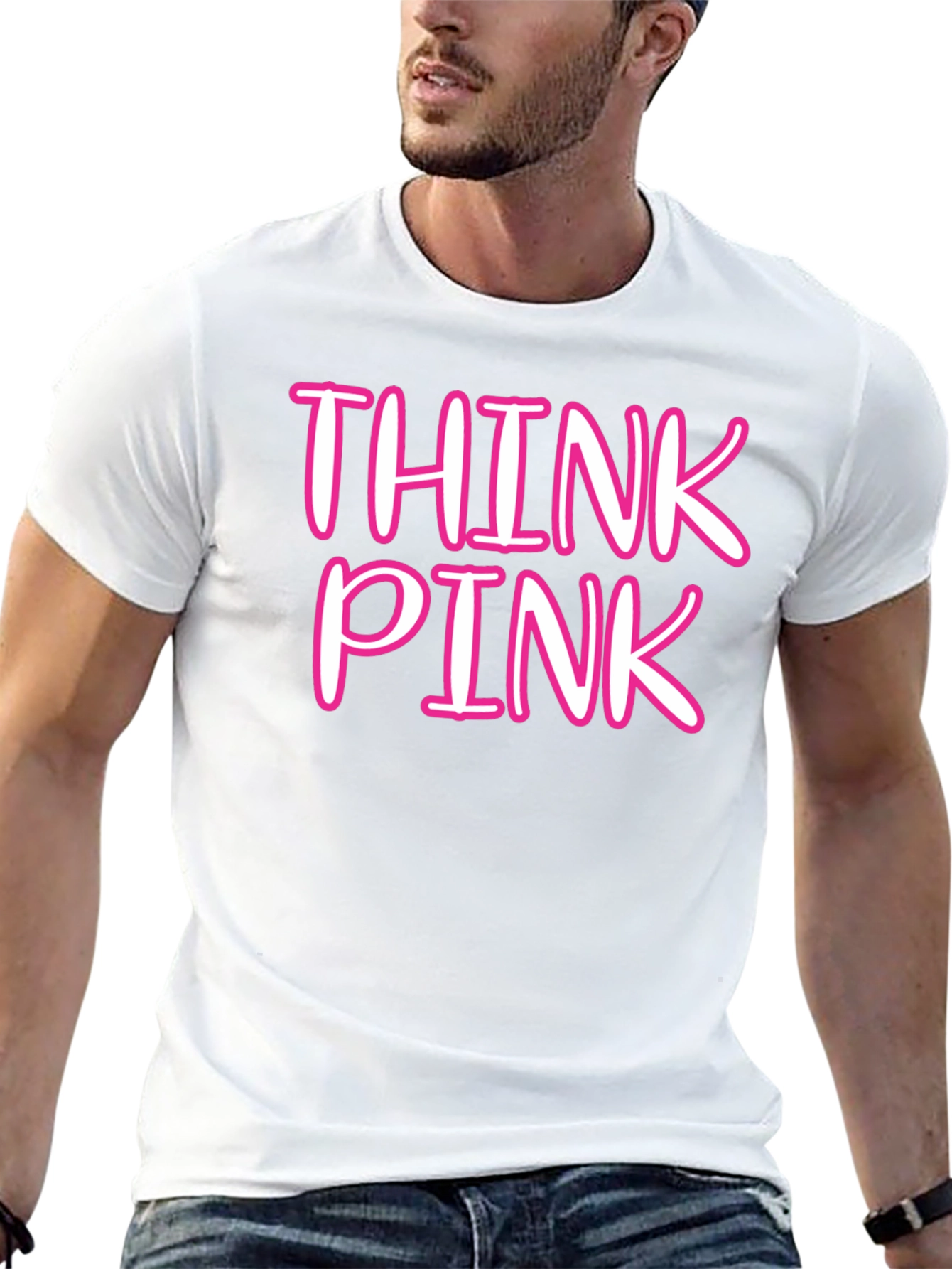 Black Think Pink Crew Neck Tee view 13