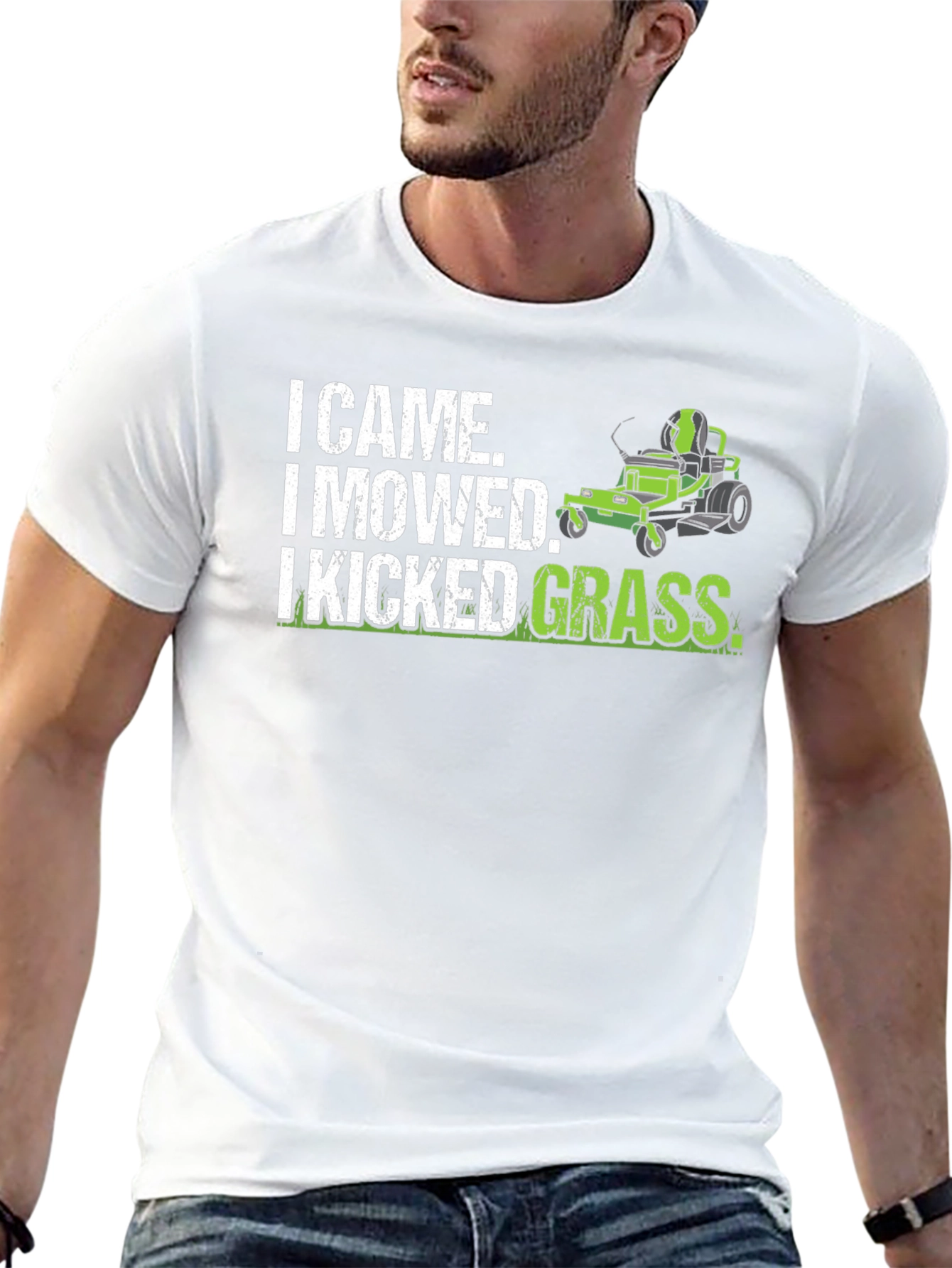 Black I Came I Mowed I Kicked Grass Black T-Shirt view 13