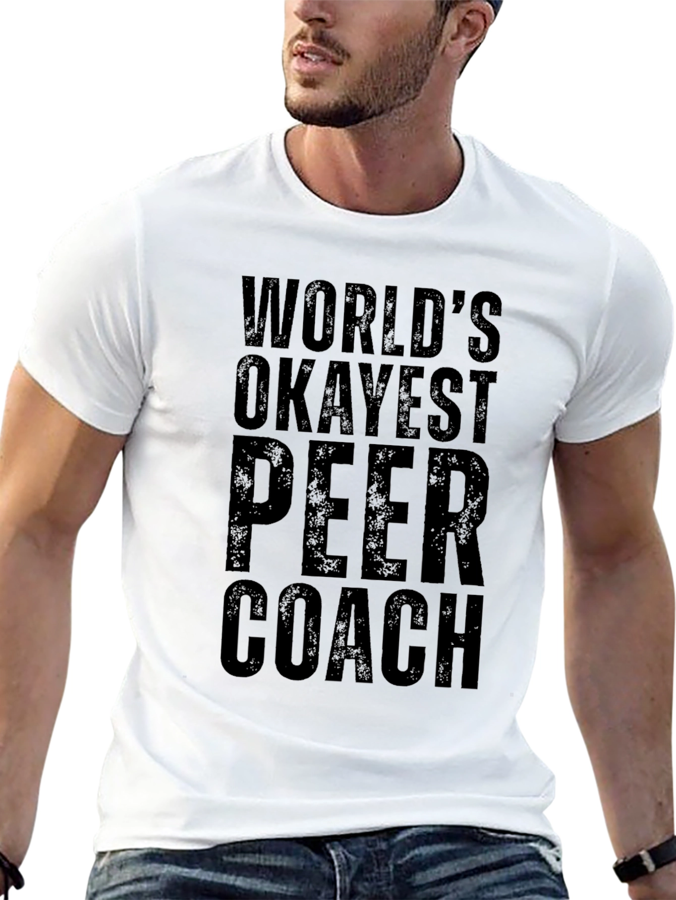Black World's Okayest Peer Coach - Unisex T-Shirt view 13