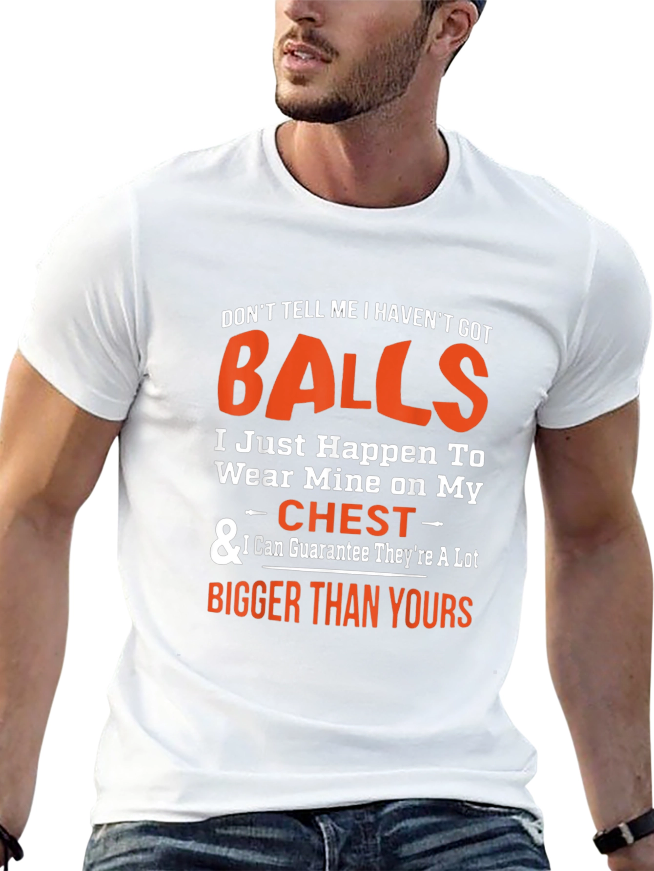 Black Funny Graphic Tee: Don't Tell Me I Haven't Got Balls T-Shirt view 13