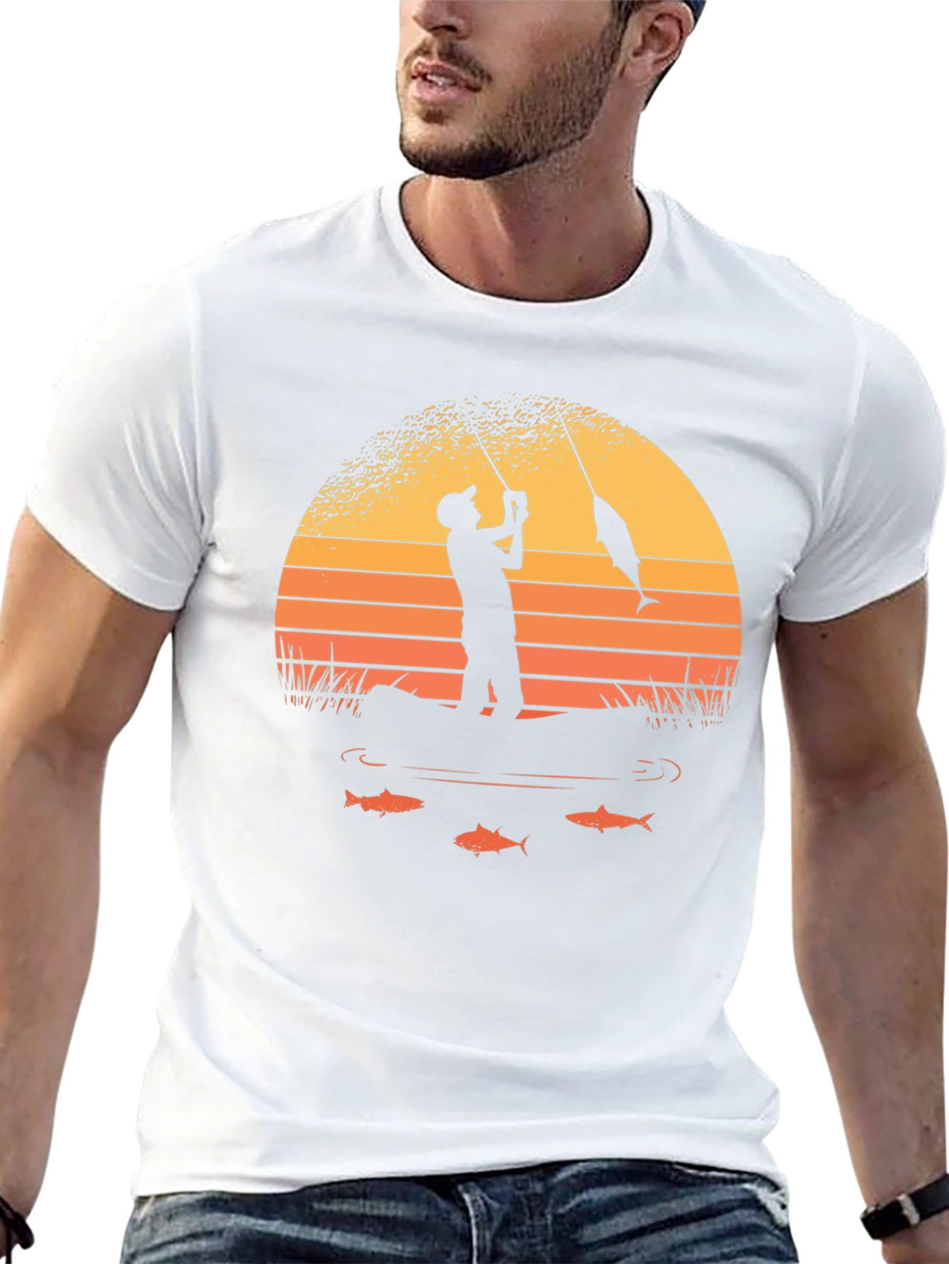 Black Fishing Sunset Graphic Tee view 13
