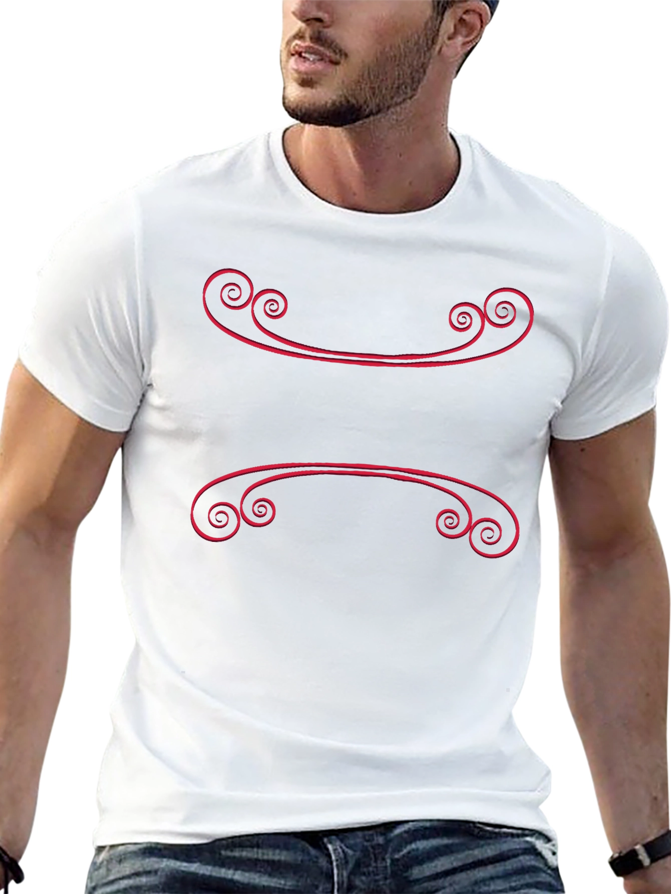 Black Elegant Scroll Design Black T-Shirt view 13