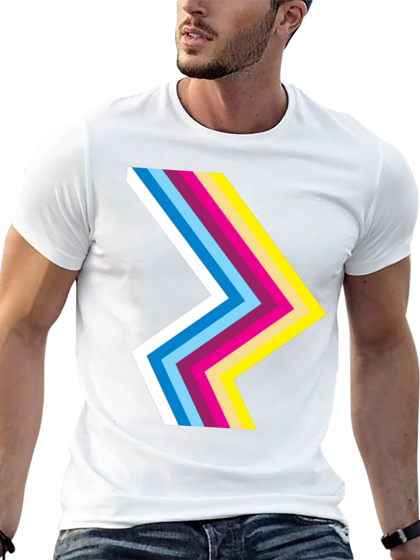 Black Retro Chevron Black T-Shirt - Stylish Graphic Tee view 13