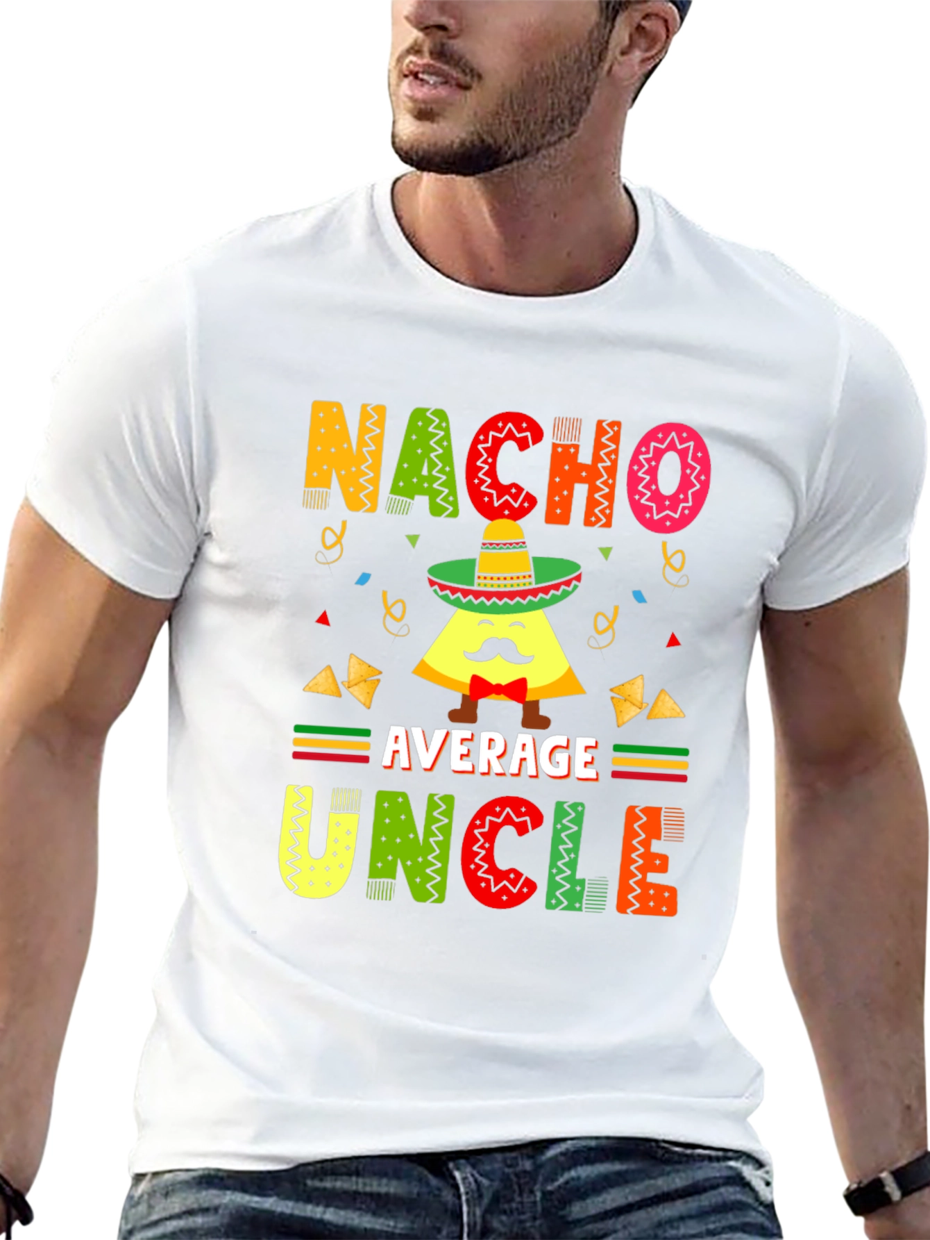 Black Nacho Average Uncle T-Shirt - Funny Pun Tee view 13
