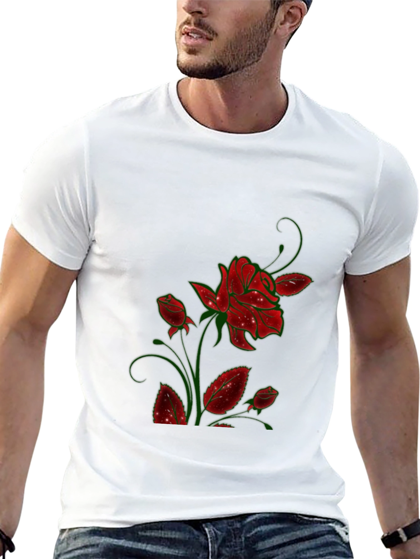 Black Rose Graphic Print Black T-Shirt view 13