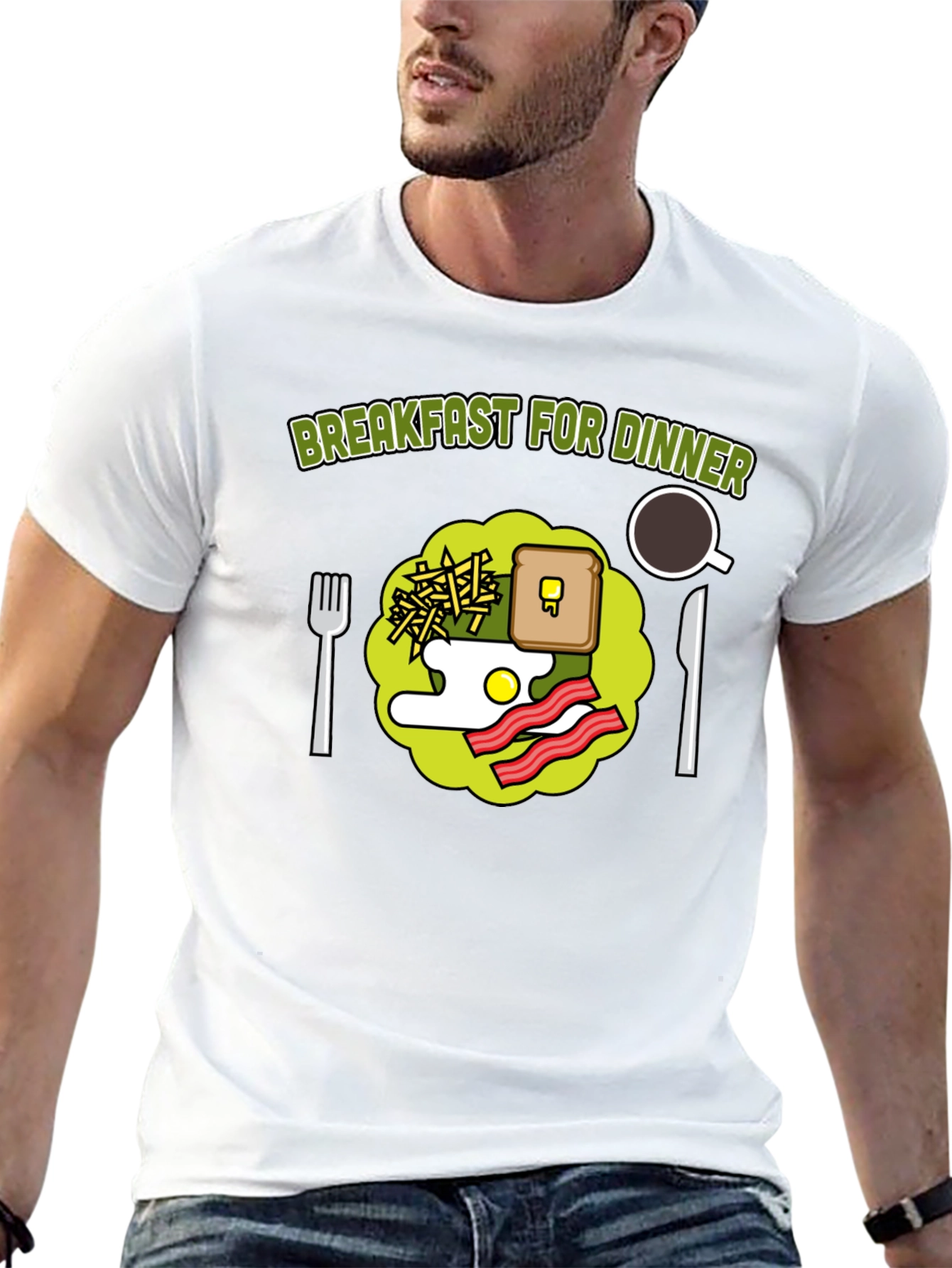 Black Breakfast for Dinner Graphic Tee view 13