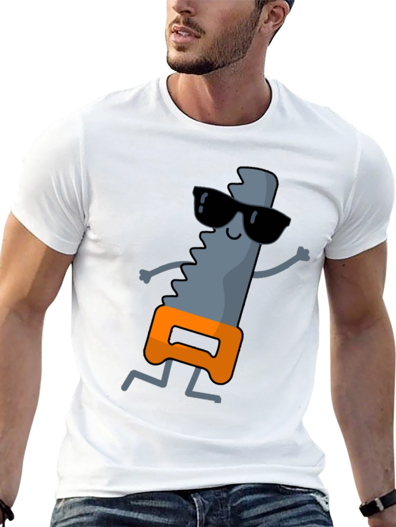 Black Cool Saw Graphic Tee - Black Cotton T-Shirt view 13