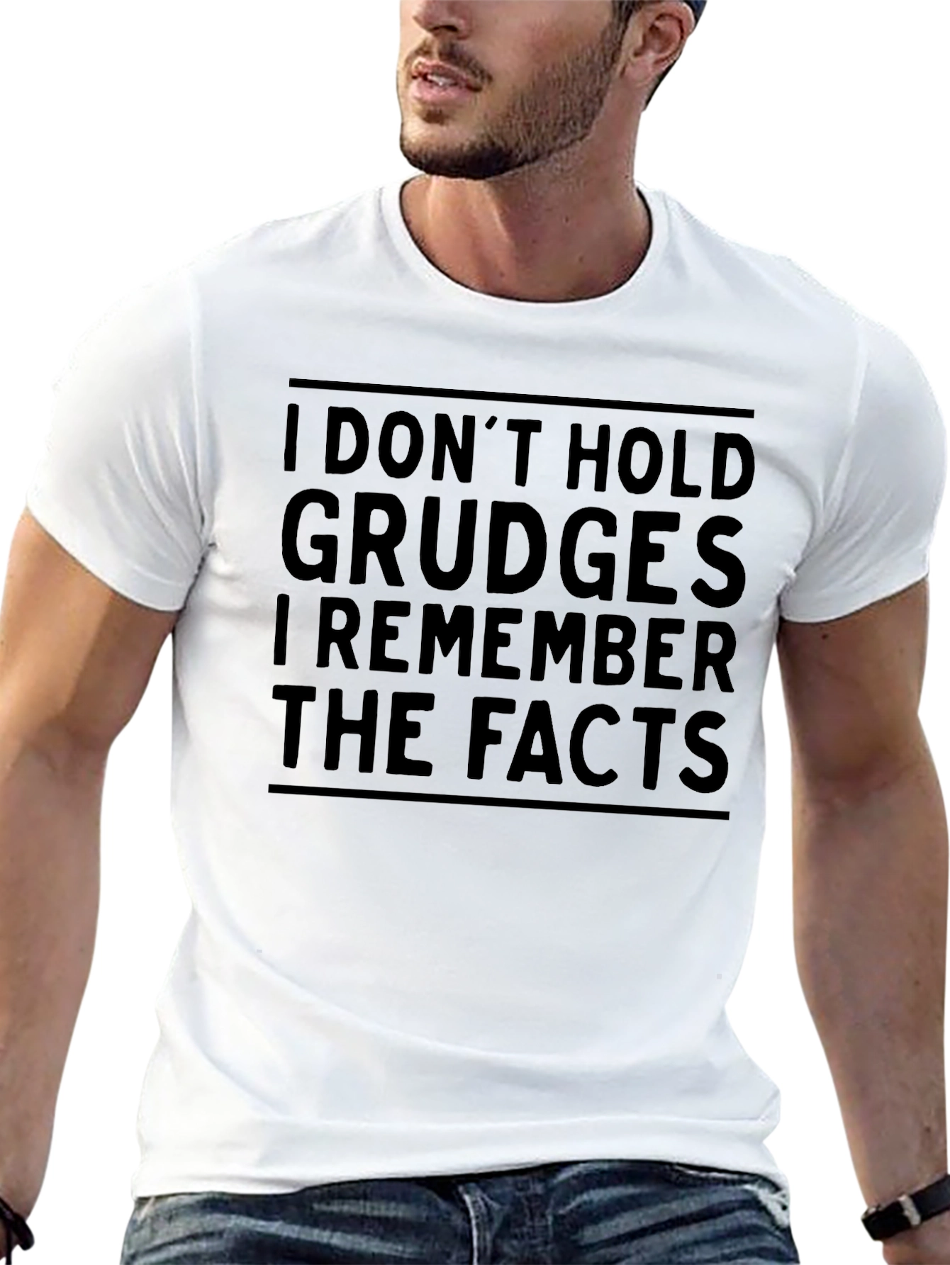 Black I Don't Hold Grudges Men's Black T-Shirt view 13