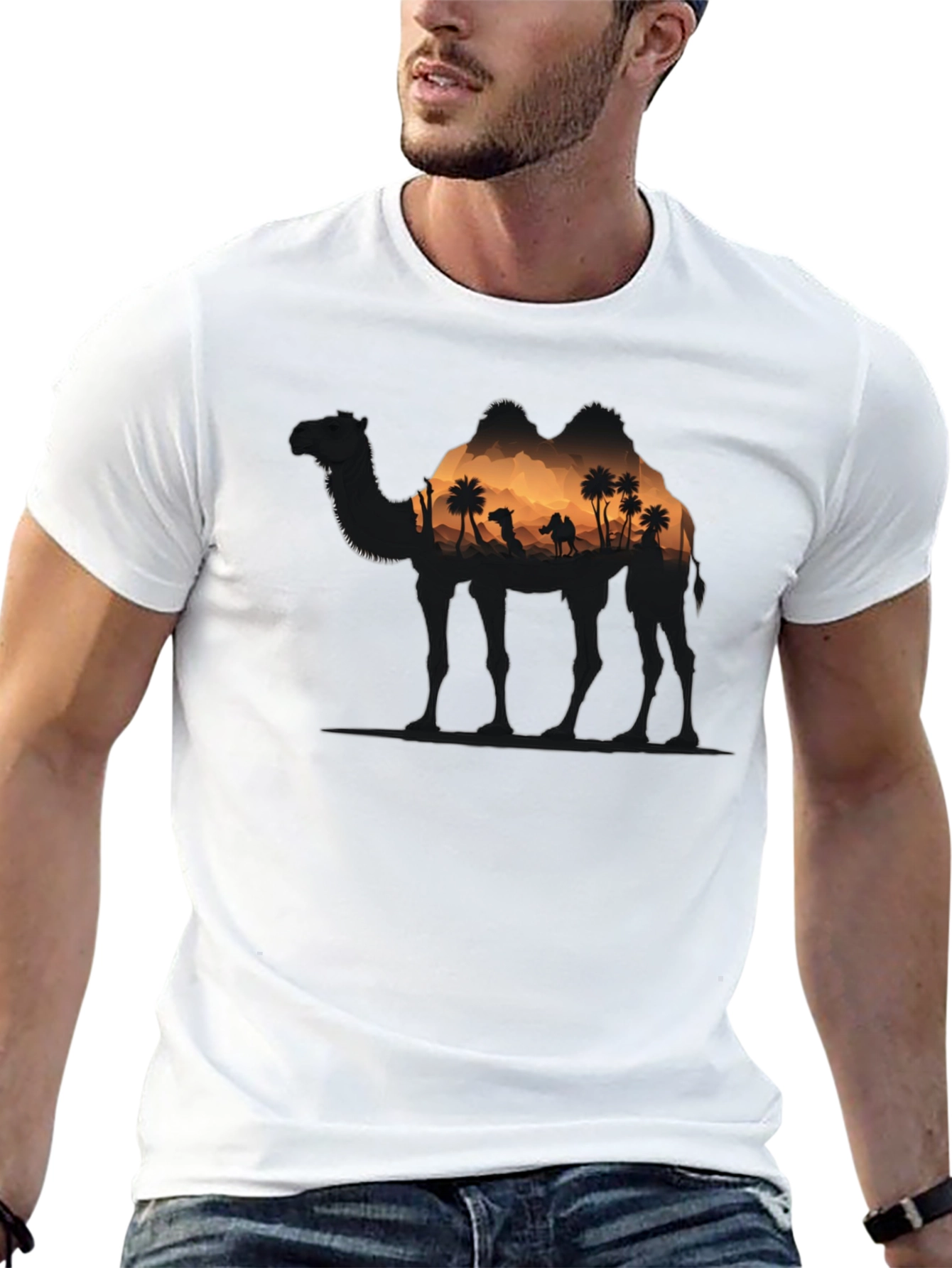 Black Camel Desert Silhouette Graphic T-Shirt view 13