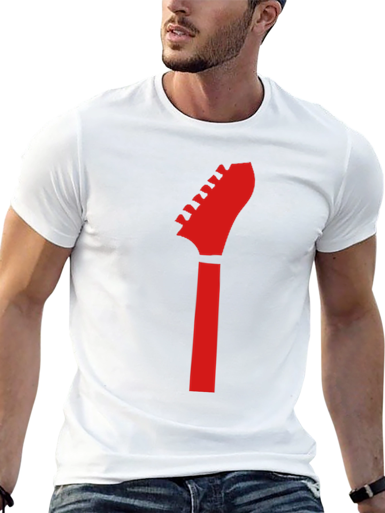 Black Guitar Headstock Graphic Tee - Rocker Style view 13