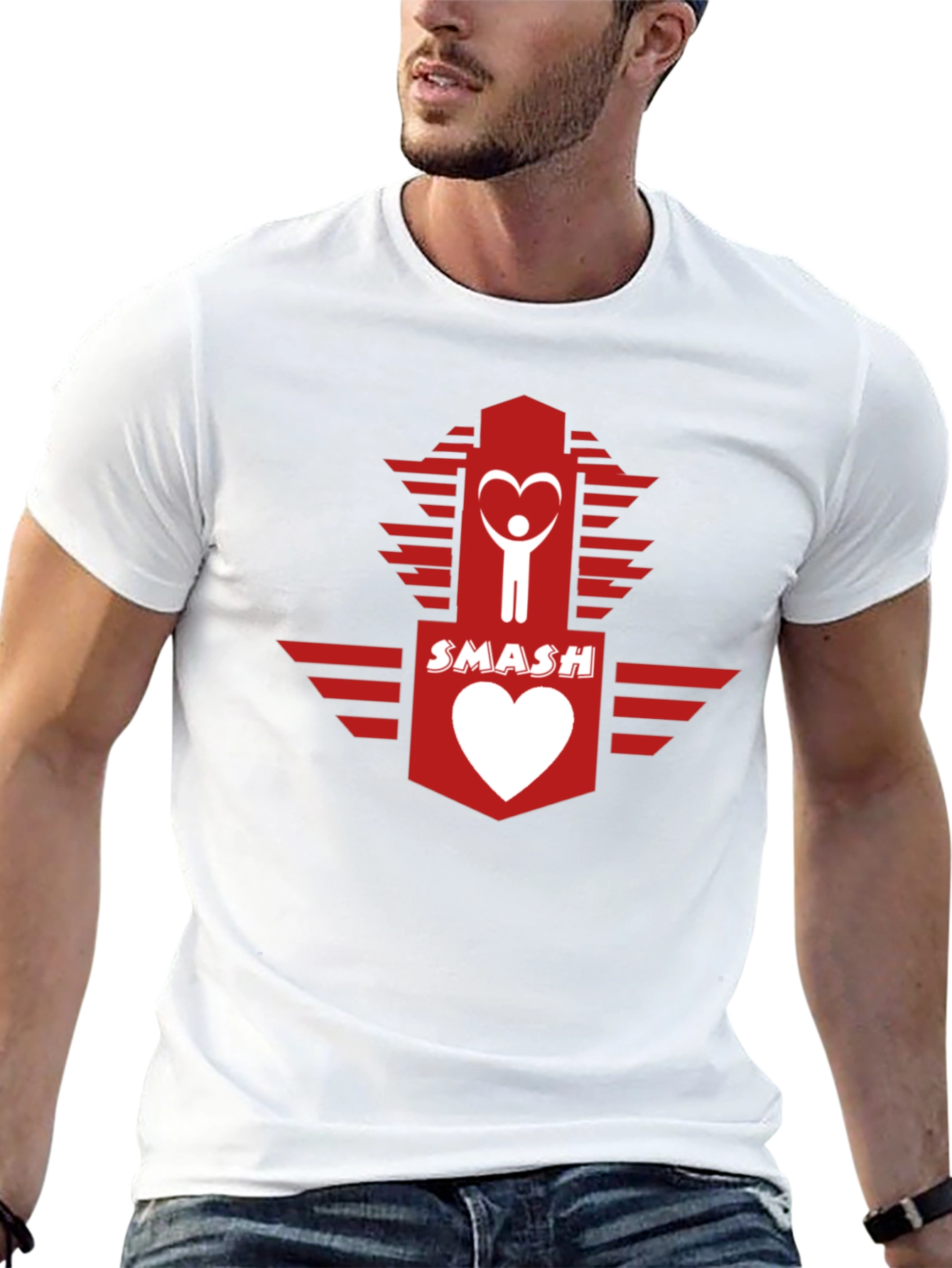 Black Smash Heart Logo Graphic Tee - Casual Cotton T-Shirt view 13