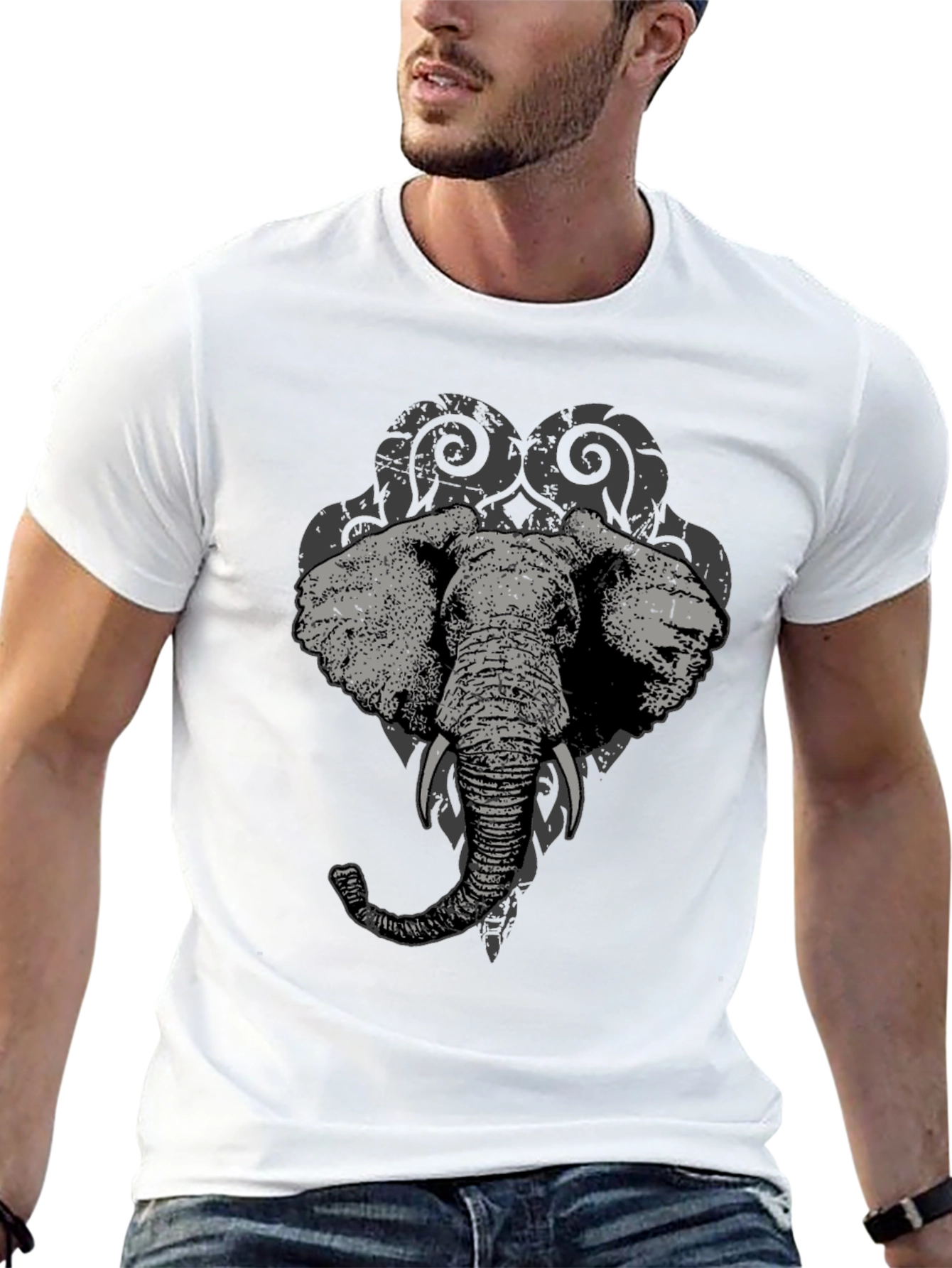 Black Elephant Graphic Black T-Shirt view 13