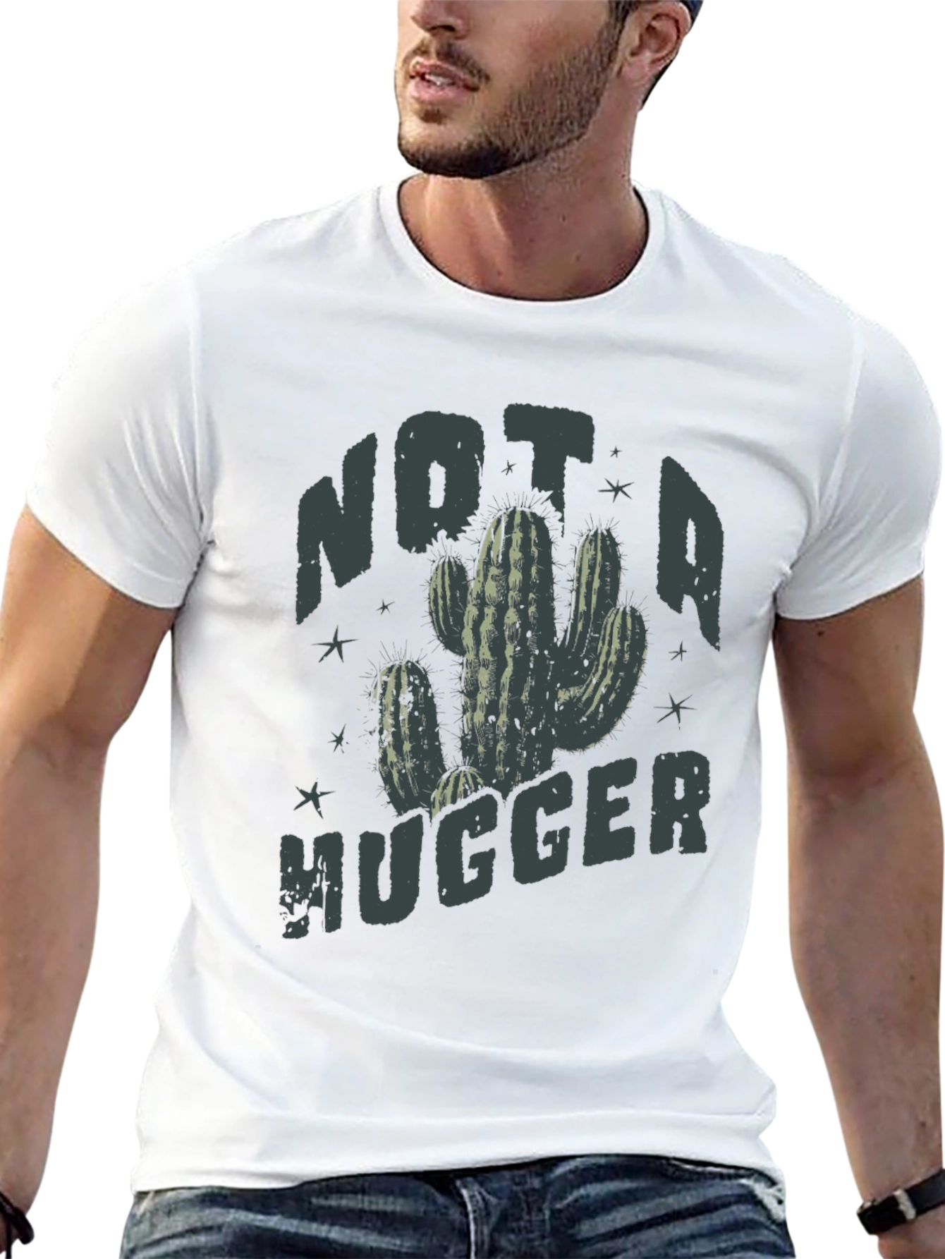 Black Not a Hugger Cactus Tee view 13