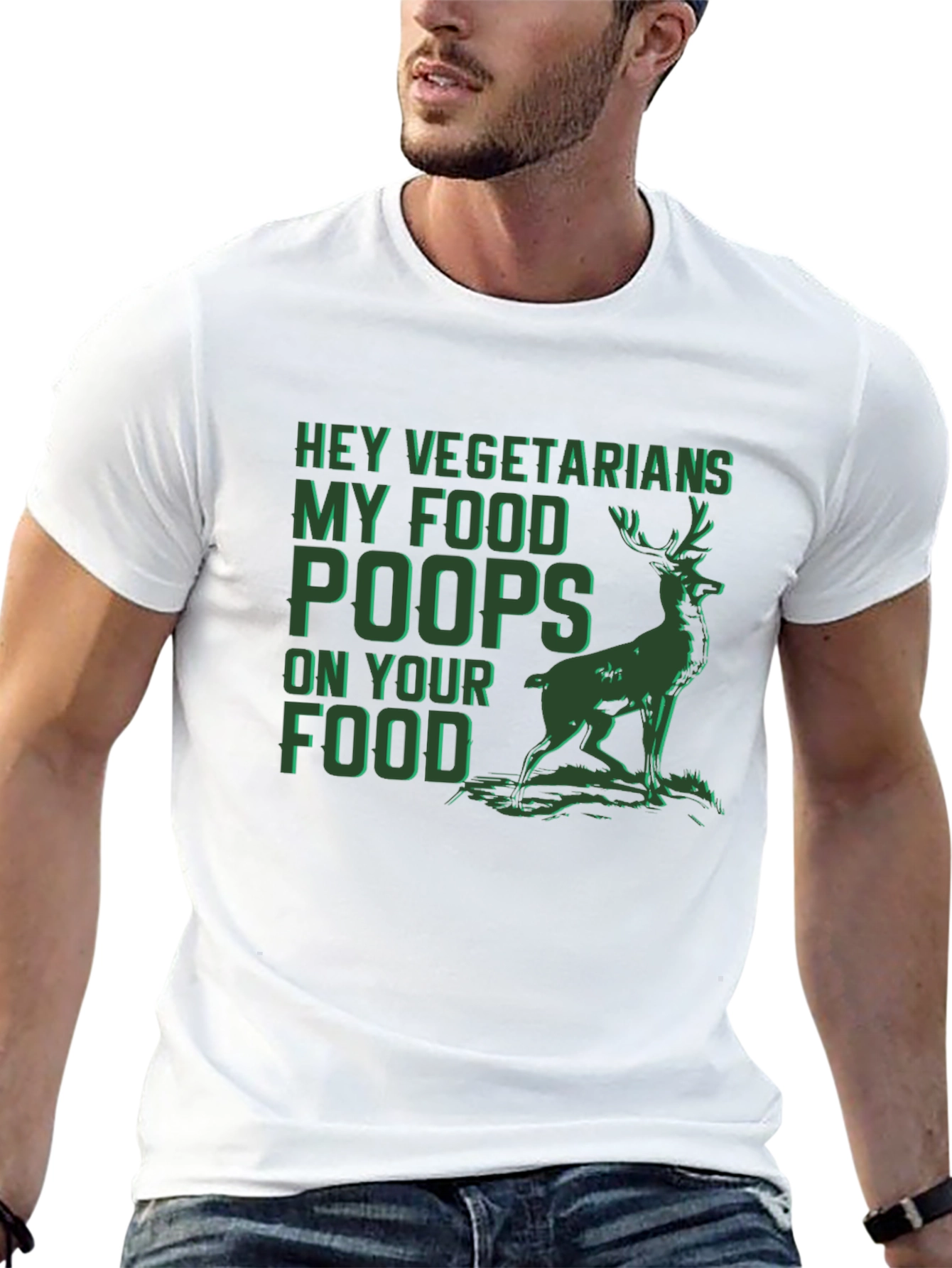 Black Hey Vegetarians Deer Graphic T-Shirt view 13