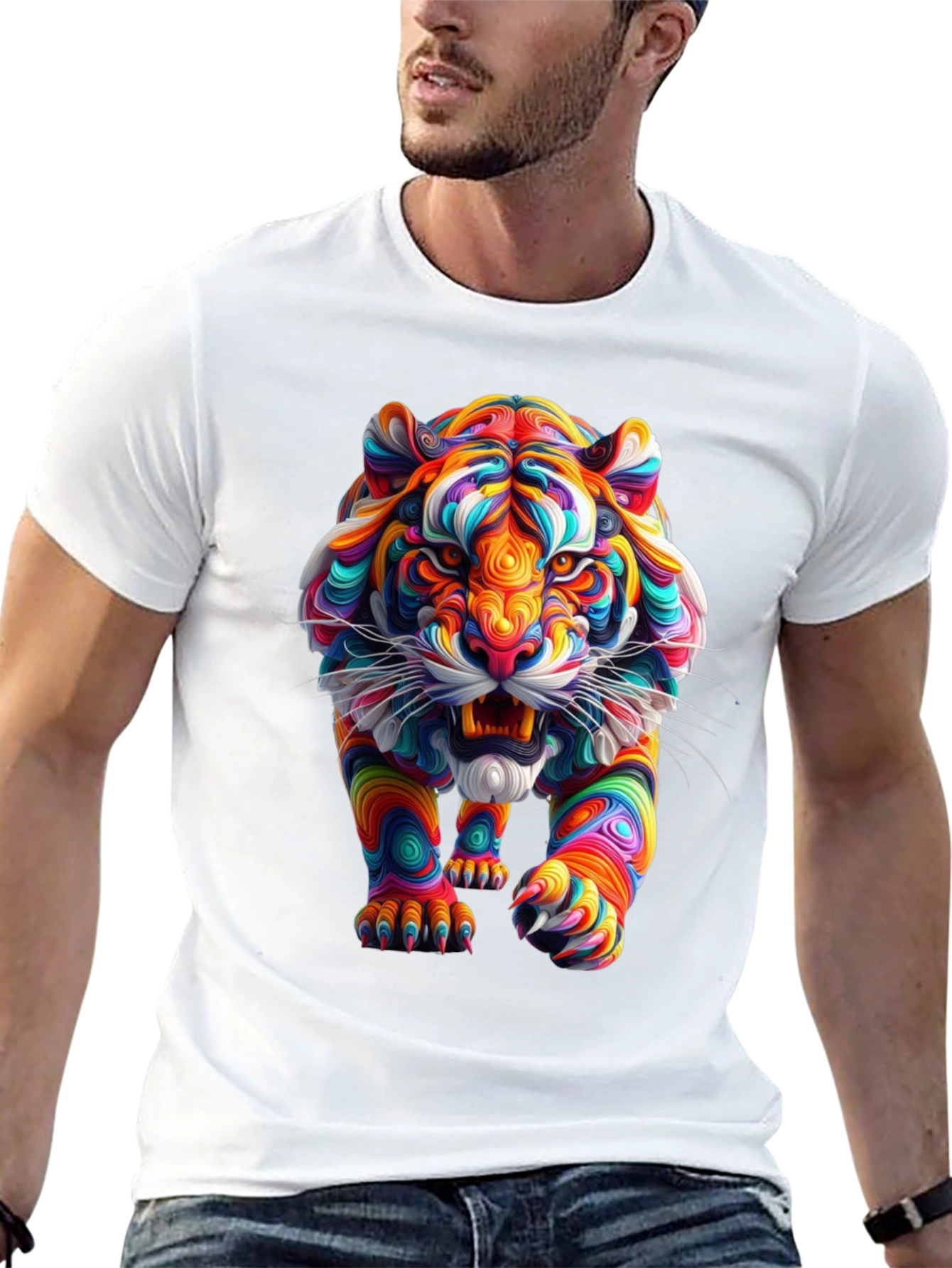 Black Vibrant Tiger Graphic Tee - Bold Style view 13