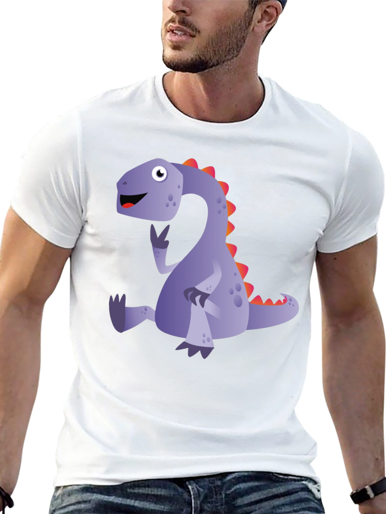 Black Cartoon Dinosaur T-Shirt - Black view 13
