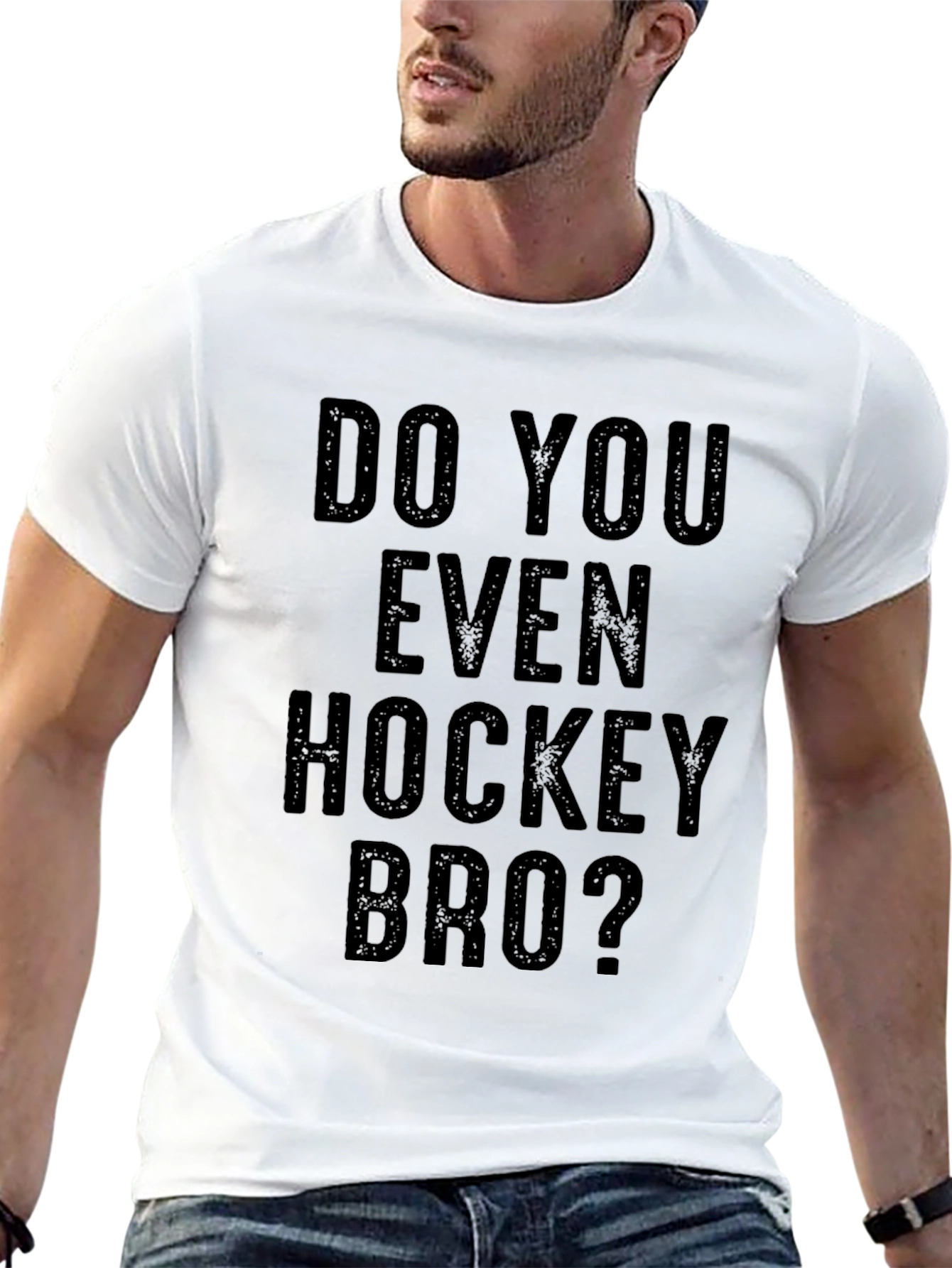 Black Do You Even Hockey Bro? Black Graphic Tee view 13