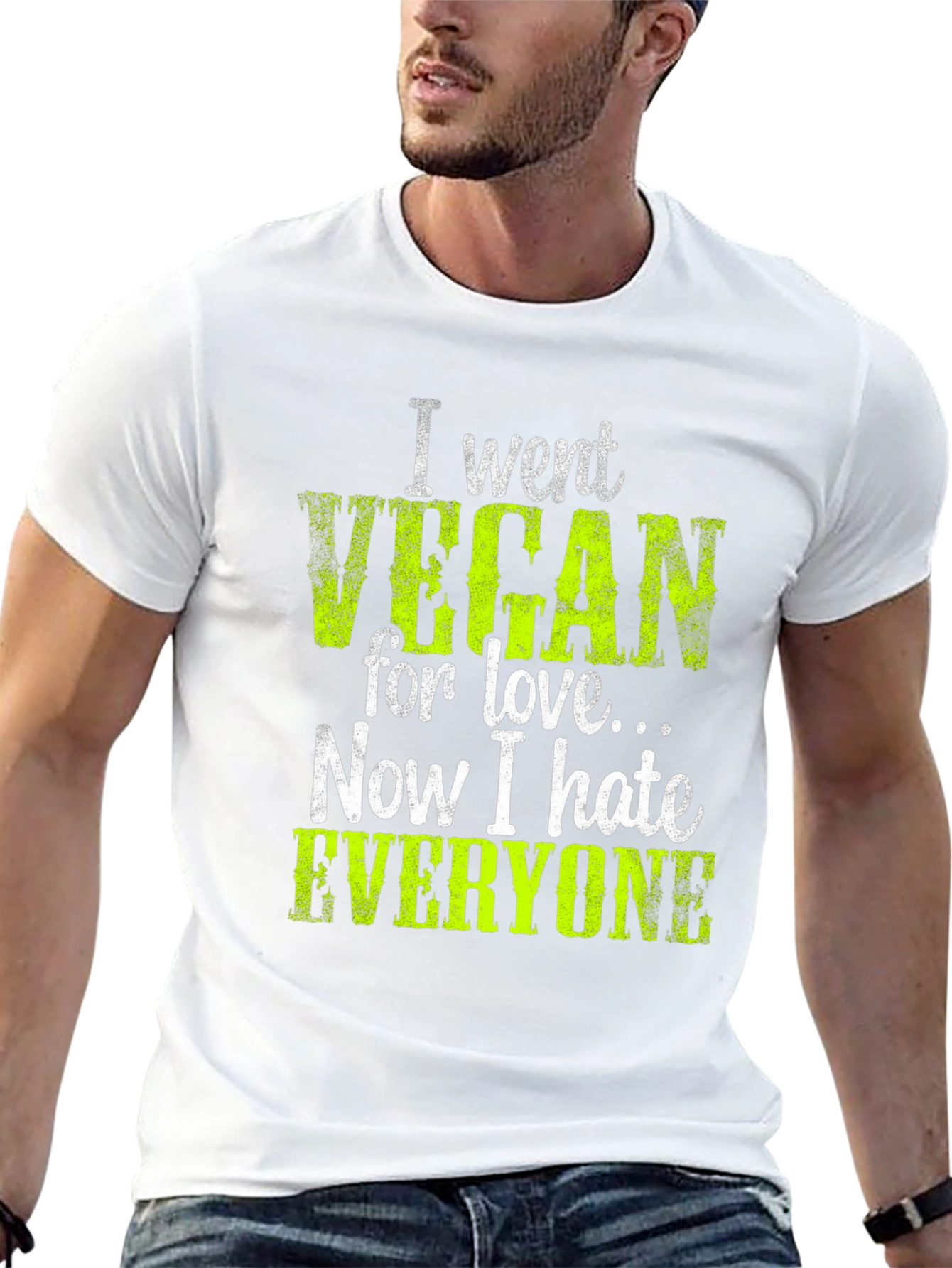 Black Vegan Hate Everyone Graphic T-Shirt view 13