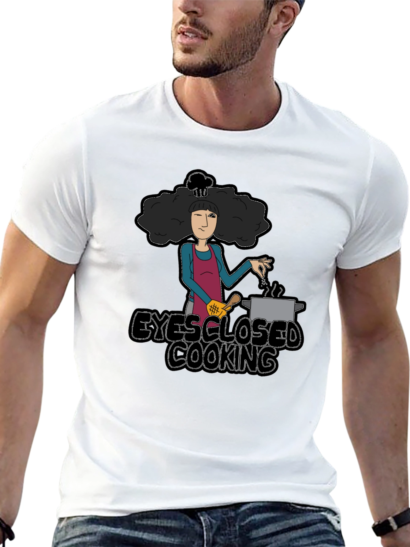 Black Eyes Closed Cooking Graphic T-Shirt view 13