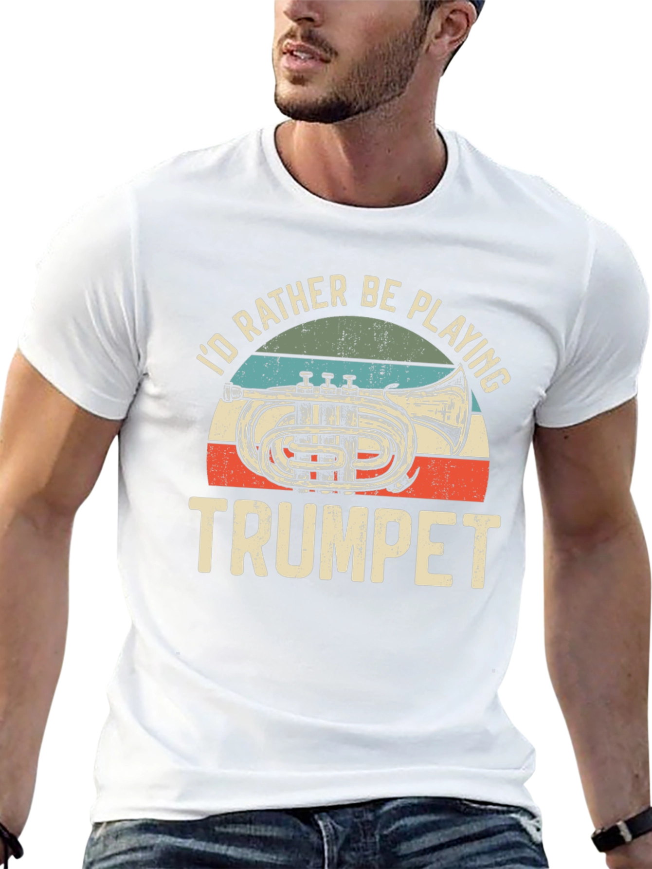 Black I'd Rather Be Playing Trumpet T-Shirt view 13